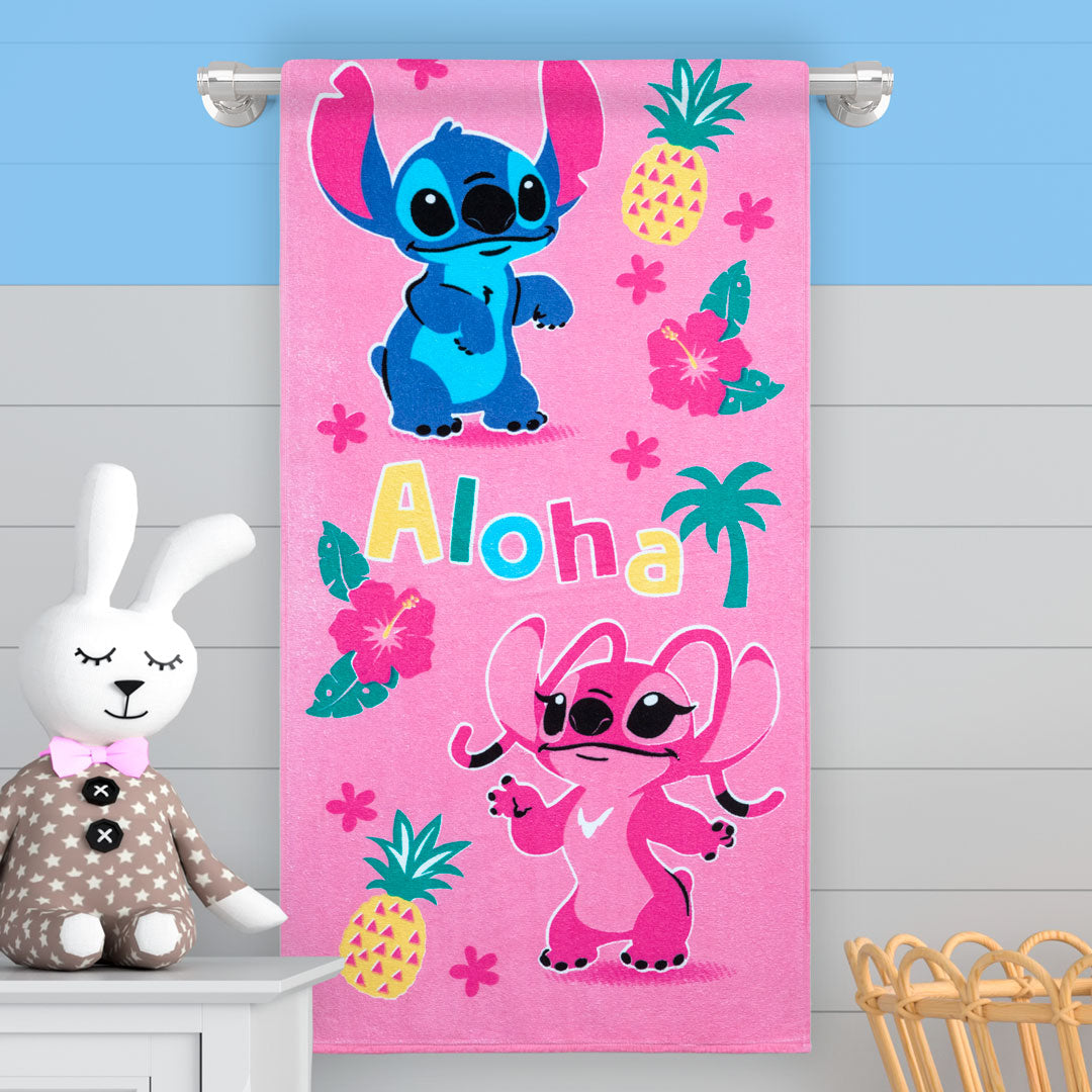 Toalla Infantil 320 Gramos  Lilo & Stitch Amor Tropical