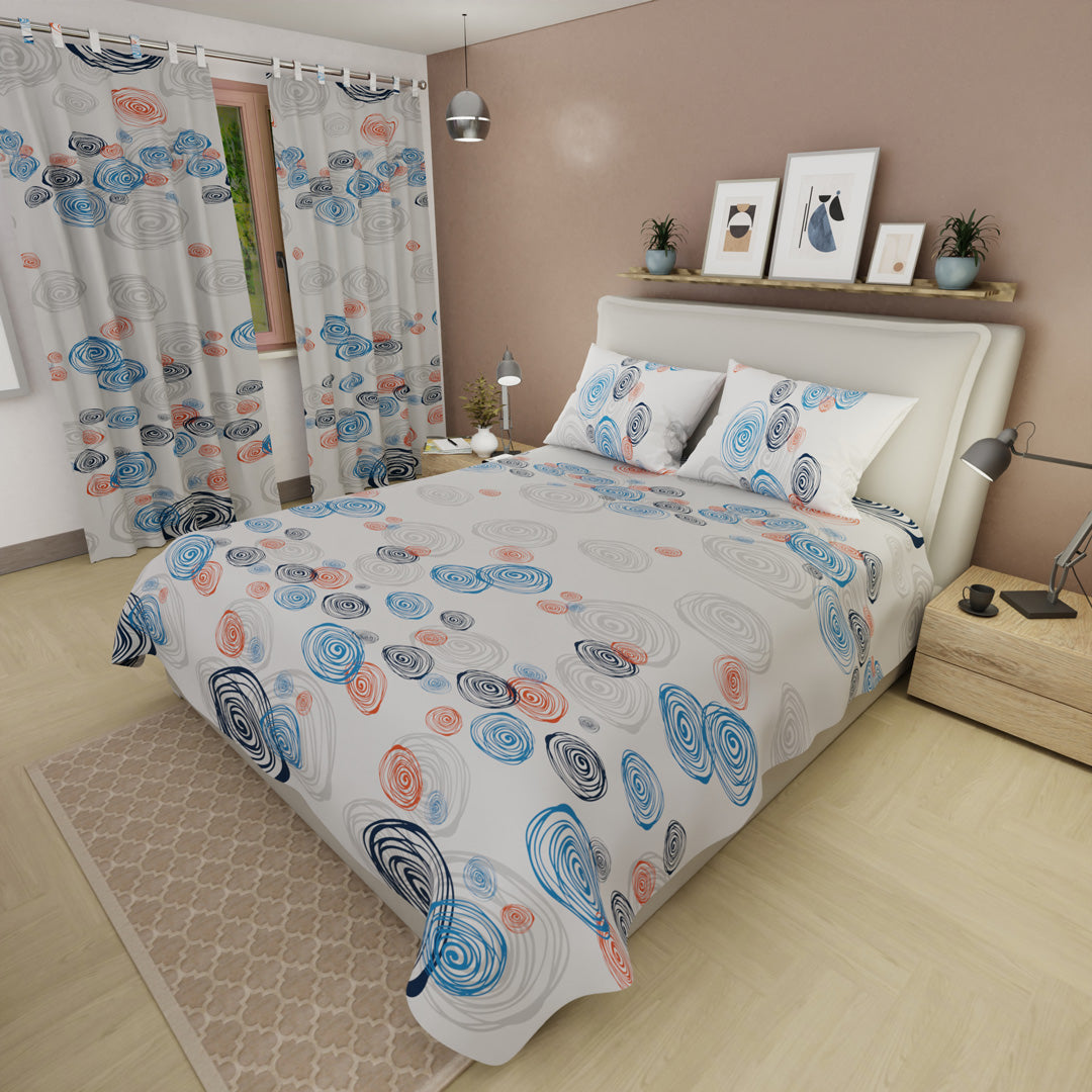 Juego De Sábanas Microfibra Suavizada Ritmo Circular