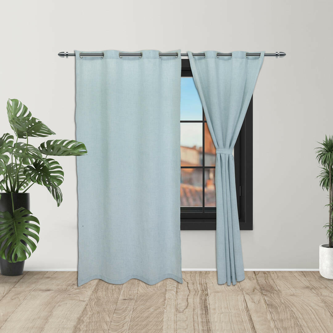 Cortina Lino Azul Ancestral Argolla