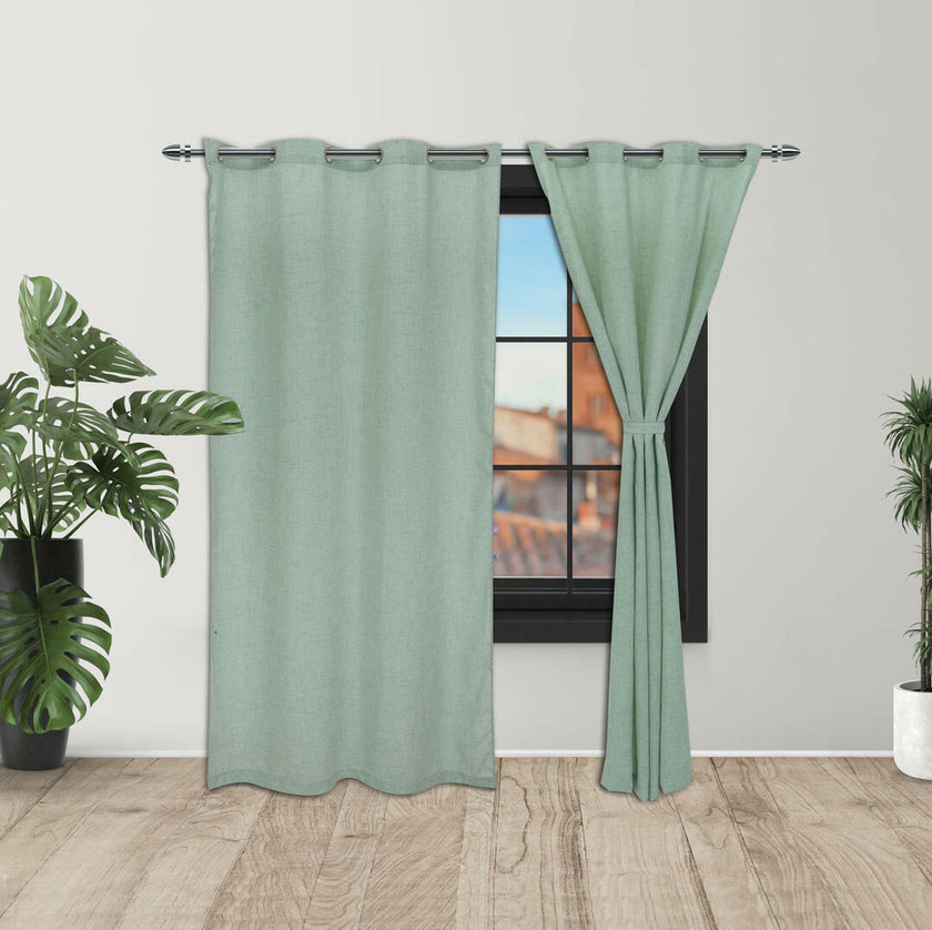 Cortina Lino Verde Ancestral Argolla