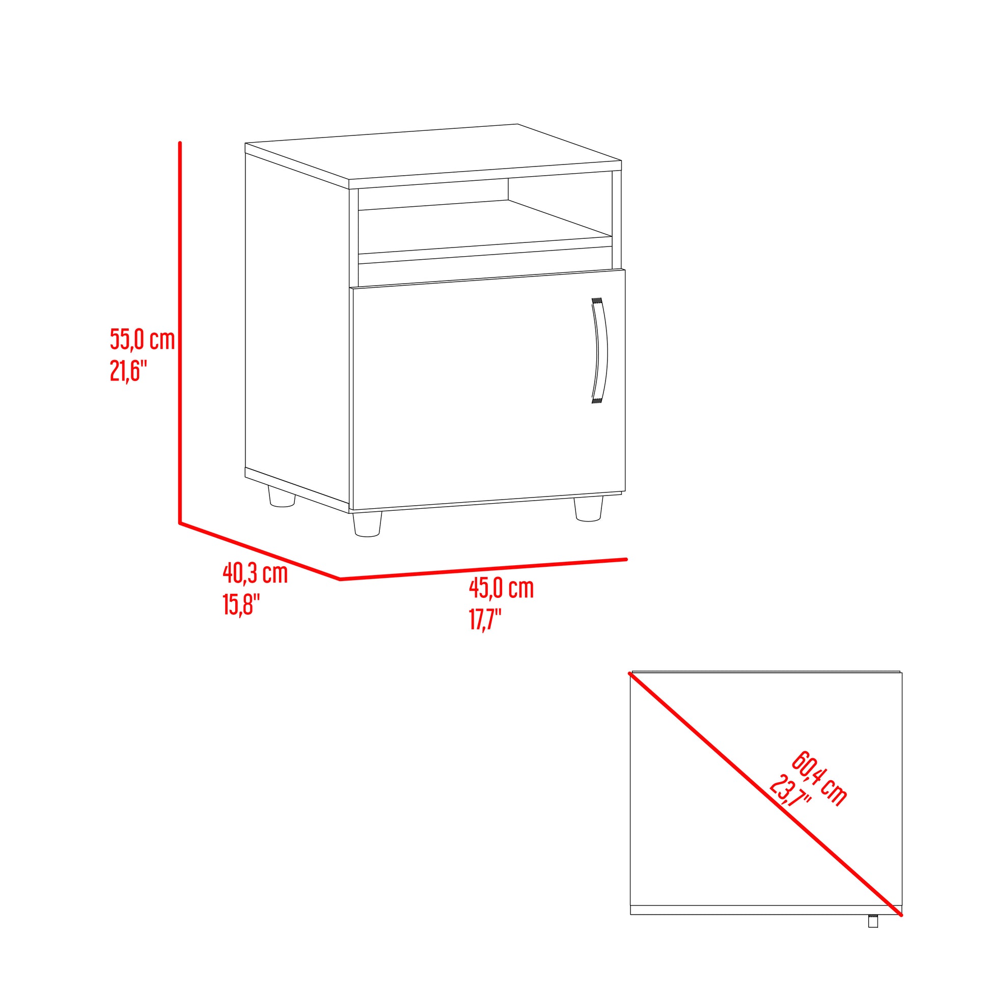 Mesa De Noche Barilo 1P 55X45X40 Rta Fresno Eu Wengue