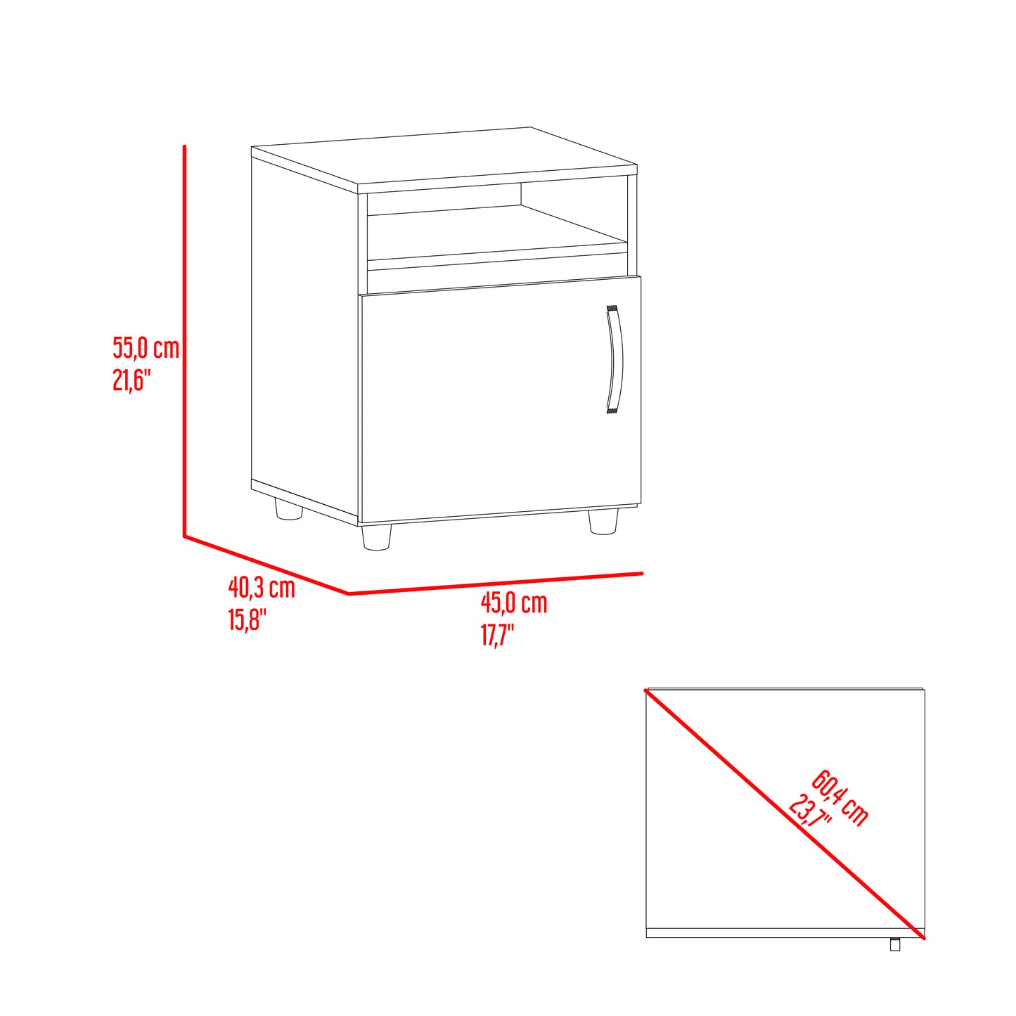 Mesa De Noche Barilo 1P 55X45X40 Rta Fresno Eu Wengue