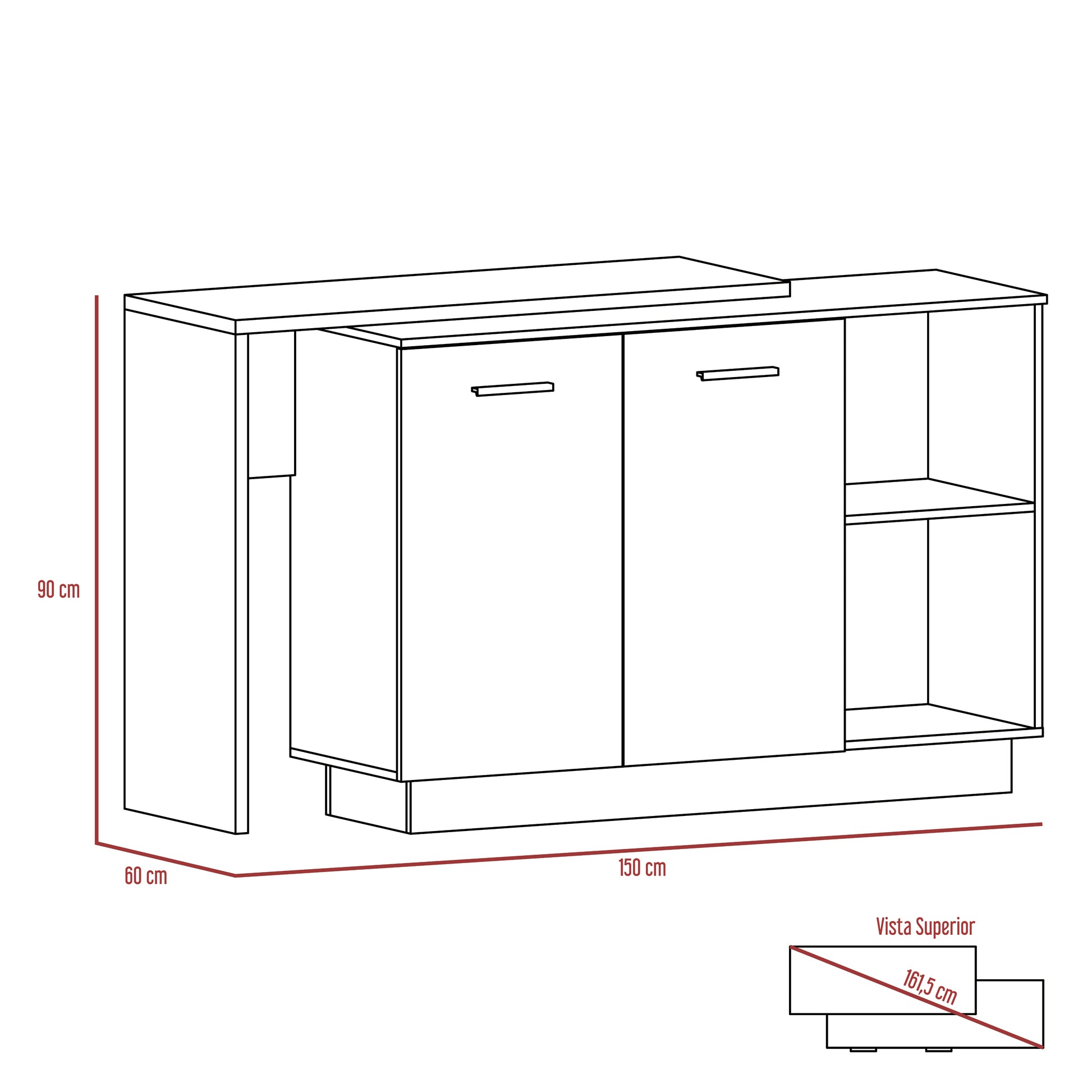 Isla De Cocina Sicilia 90X150 Rta Wengue Duna