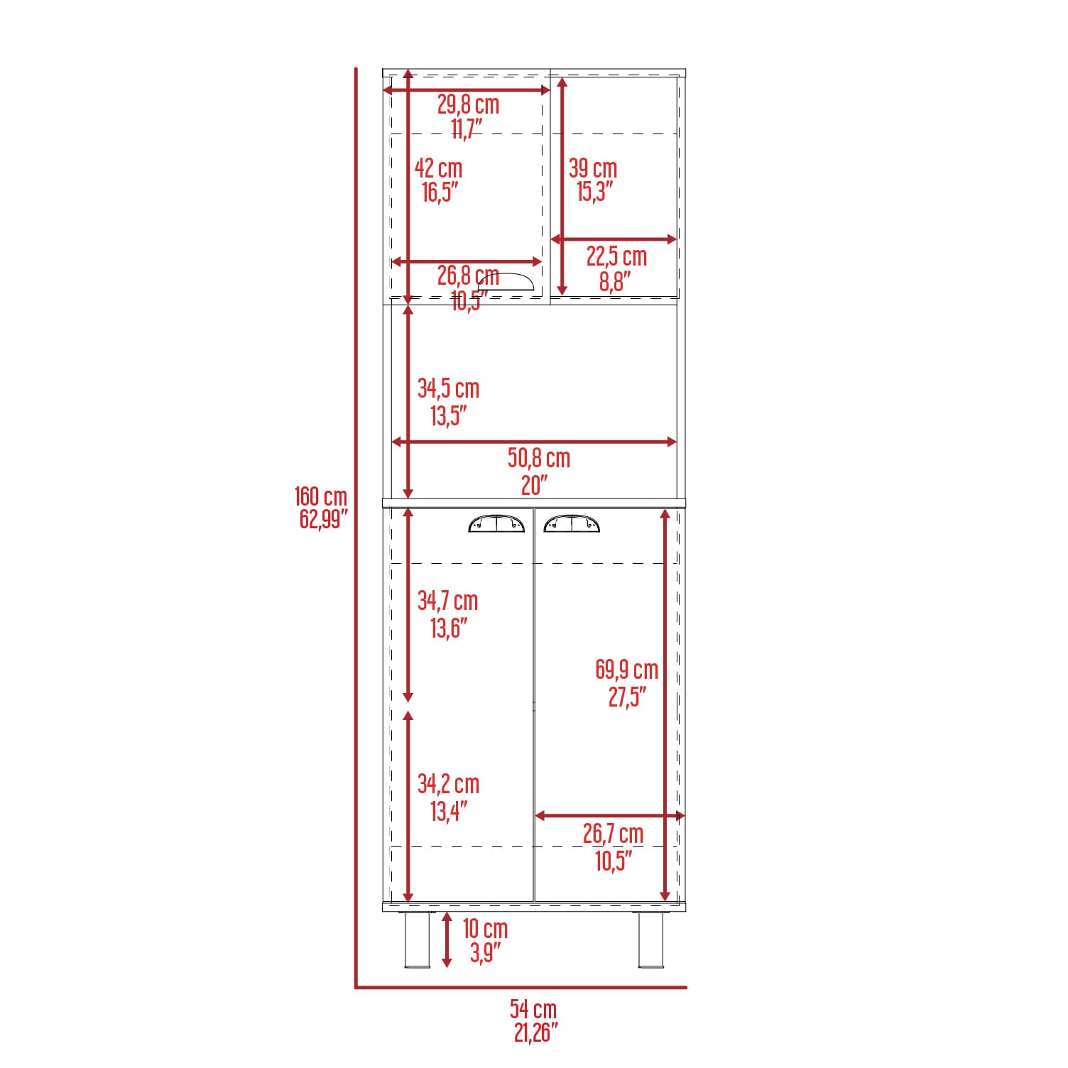 Alacena Oshawa 160X54X35,2 Rta Blanco Zf