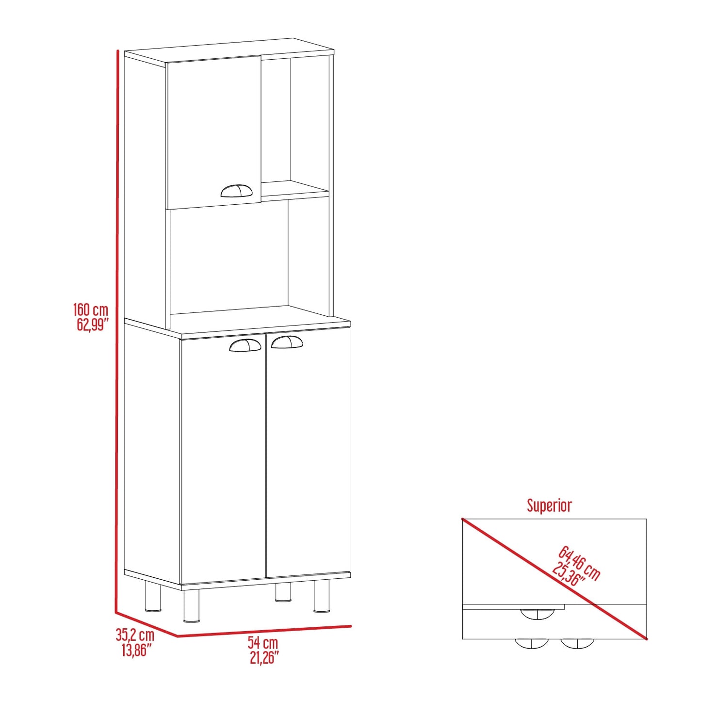 Alacena Oshawa 160X54X35,2 Rta Blanco Zf