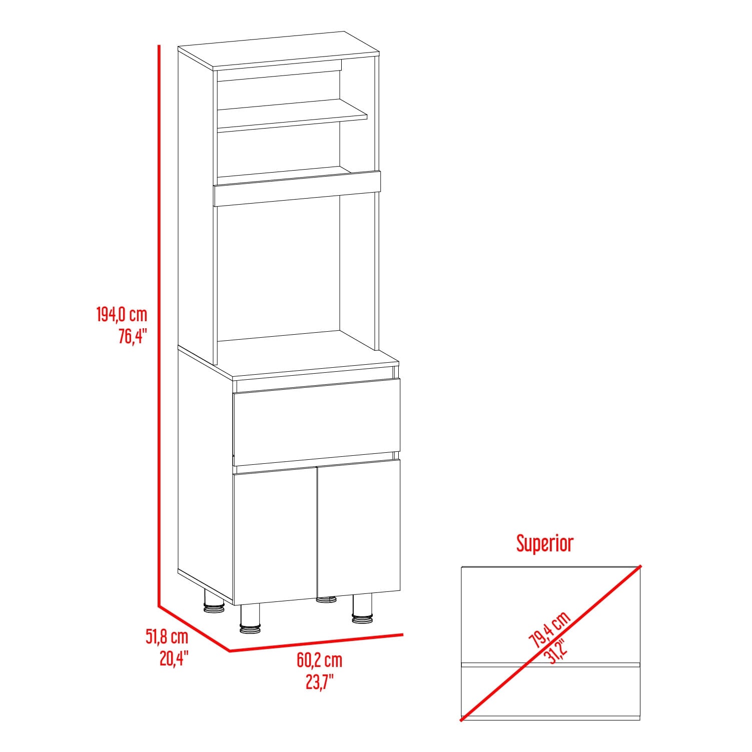Alacena Express 194X60,2X51,8 Rta Wengue Fresno Eu Zf