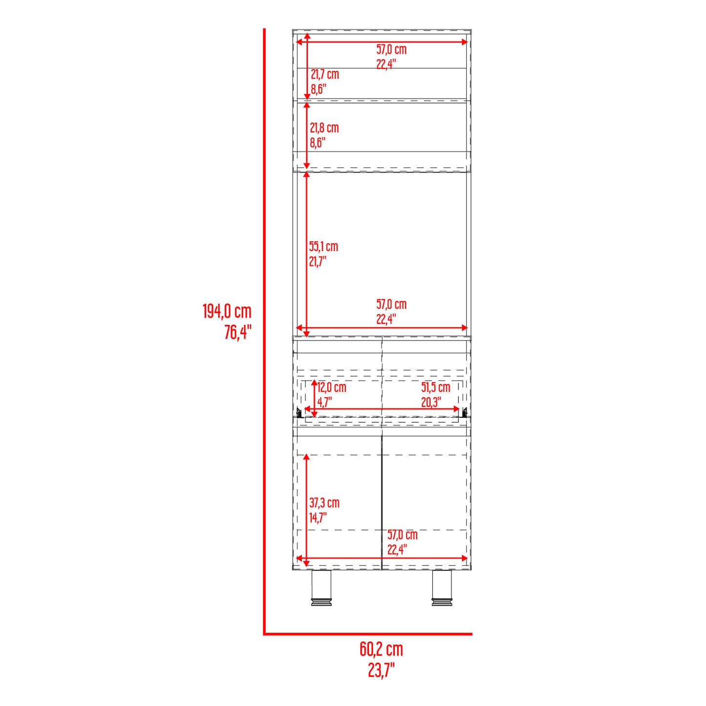 Alacena Express 194X60,2X51,8 Rta Wengue Fresno Eu Zf