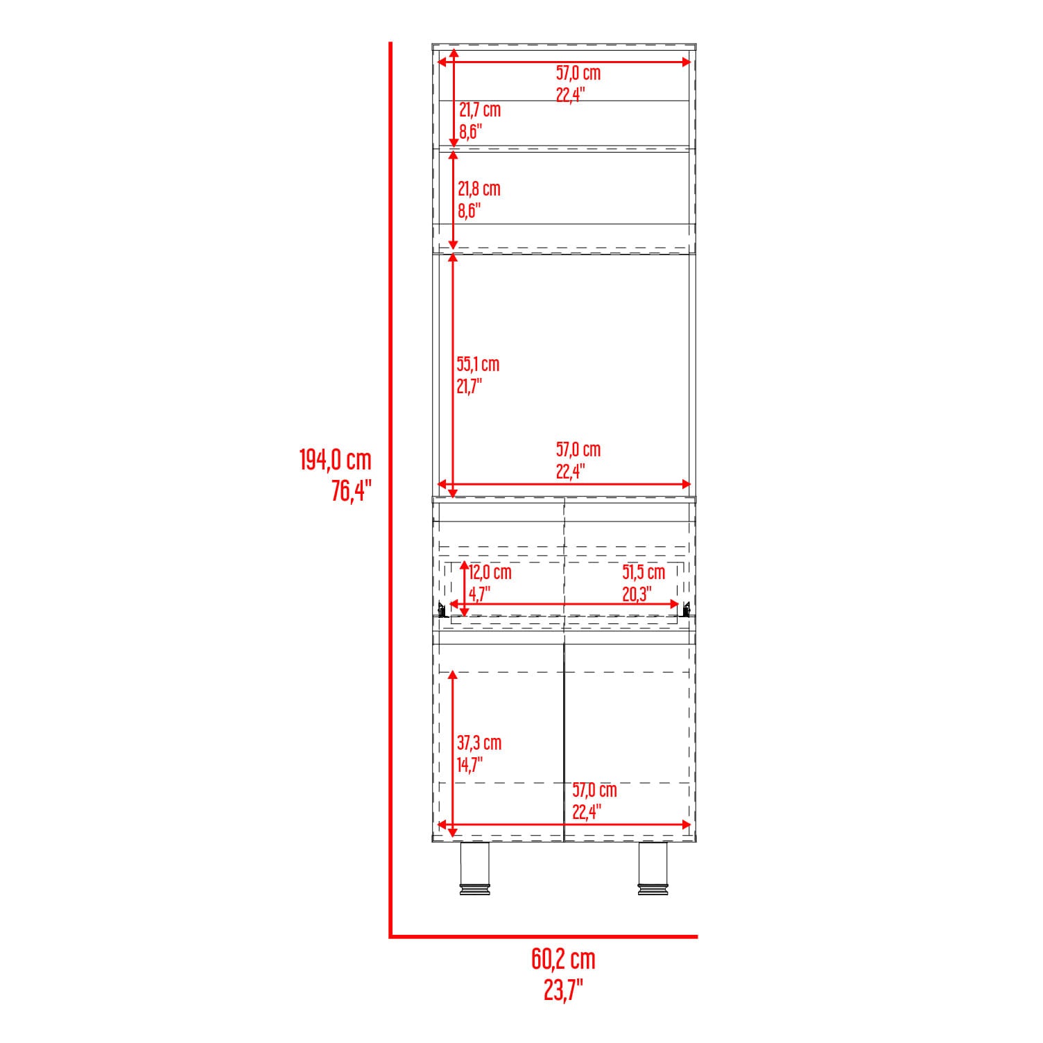 Alacena Express 194X60,2X51,8 Rta Wengue Fresno Eu Zf