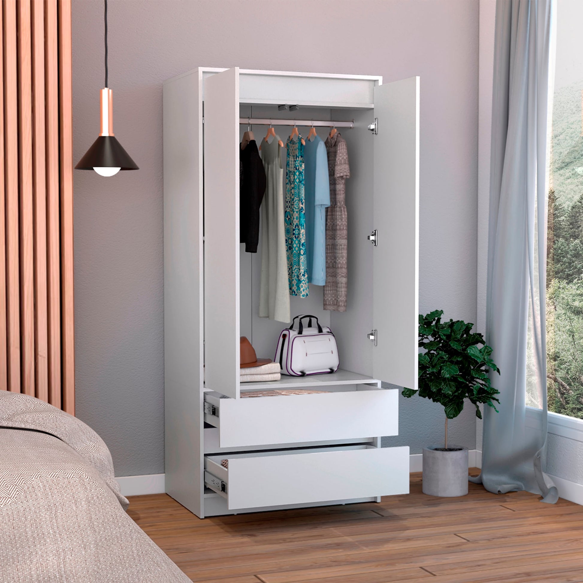 Closet 2 Puertas 2 Cajones Austin 180X80 Rta Blanco Zf