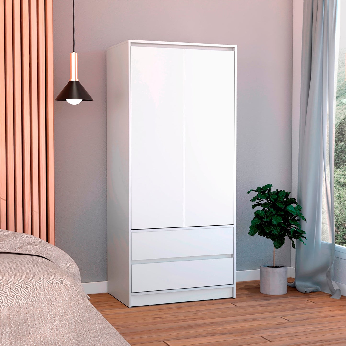 Closet 2 Puertas 2 Cajones Austin 180X80 Rta Blanco Zf