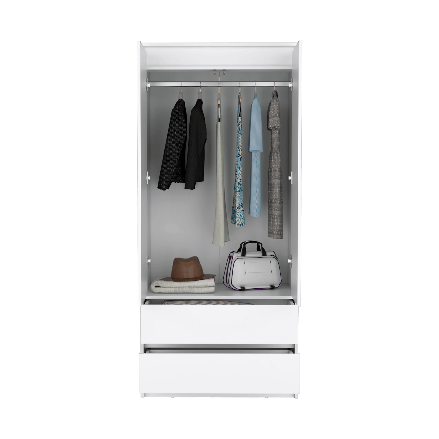 Closet 2 Puertas 2 Cajones Austin 180X80 Rta Blanco Zf