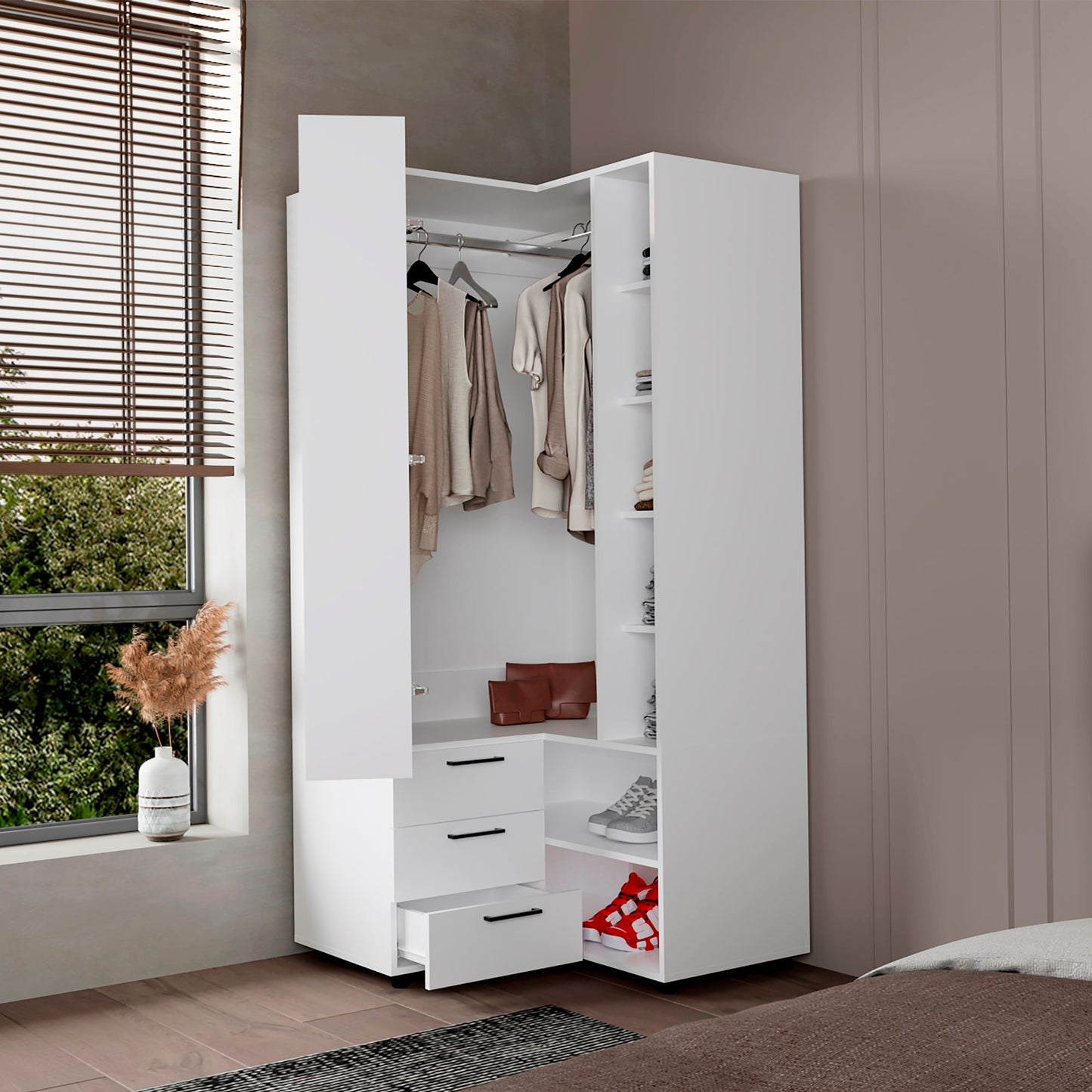 Closet Esquinero Toulouse 180X85X85 Rta Blanco Zf