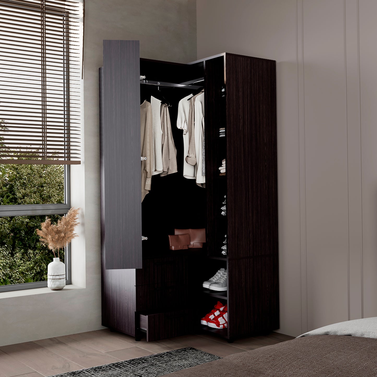 Closet Esquinero Toulouse 180X85X85 Rta Wengue Zf