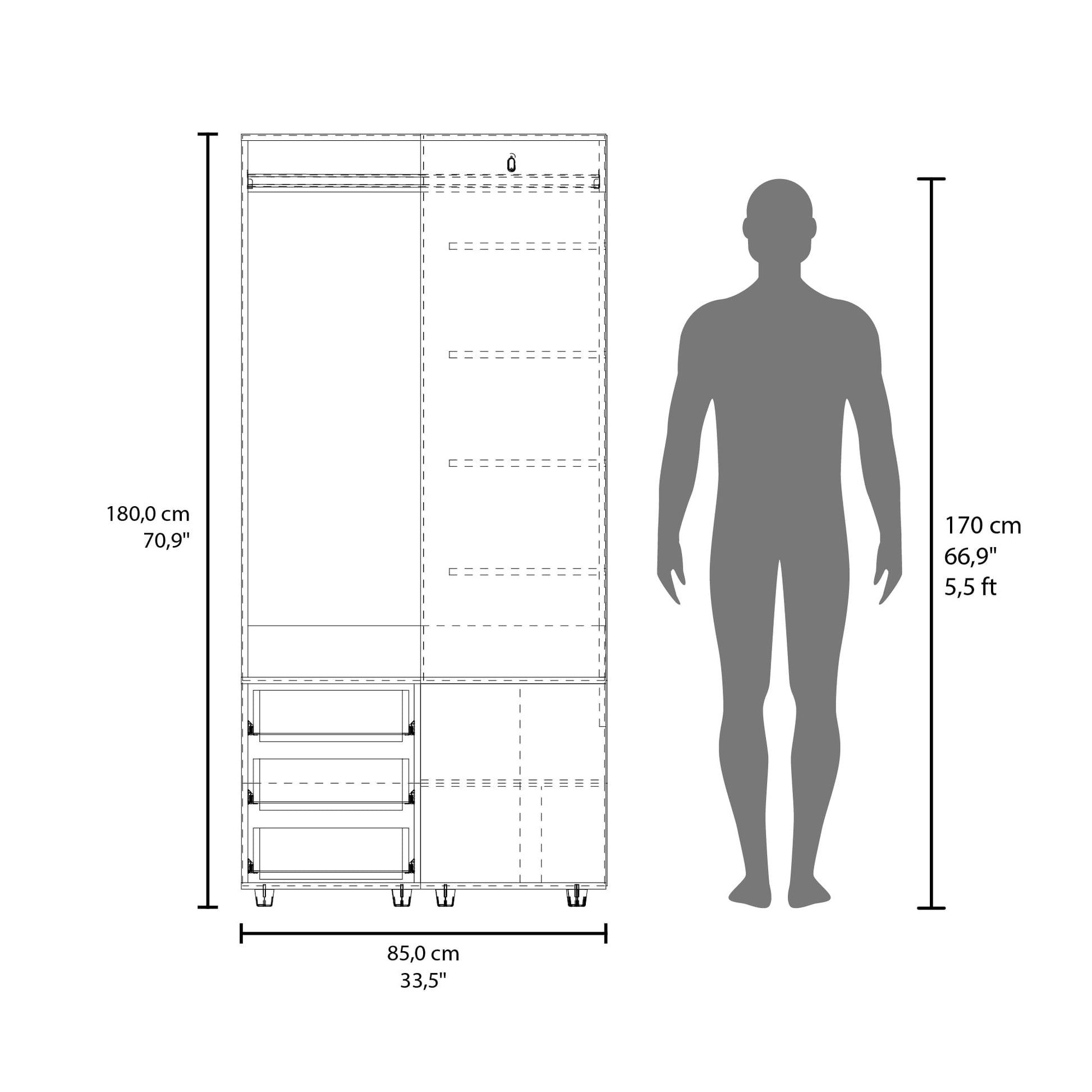 Closet Esquinero Toulouse 180X85X85 Rta Wengue Zf