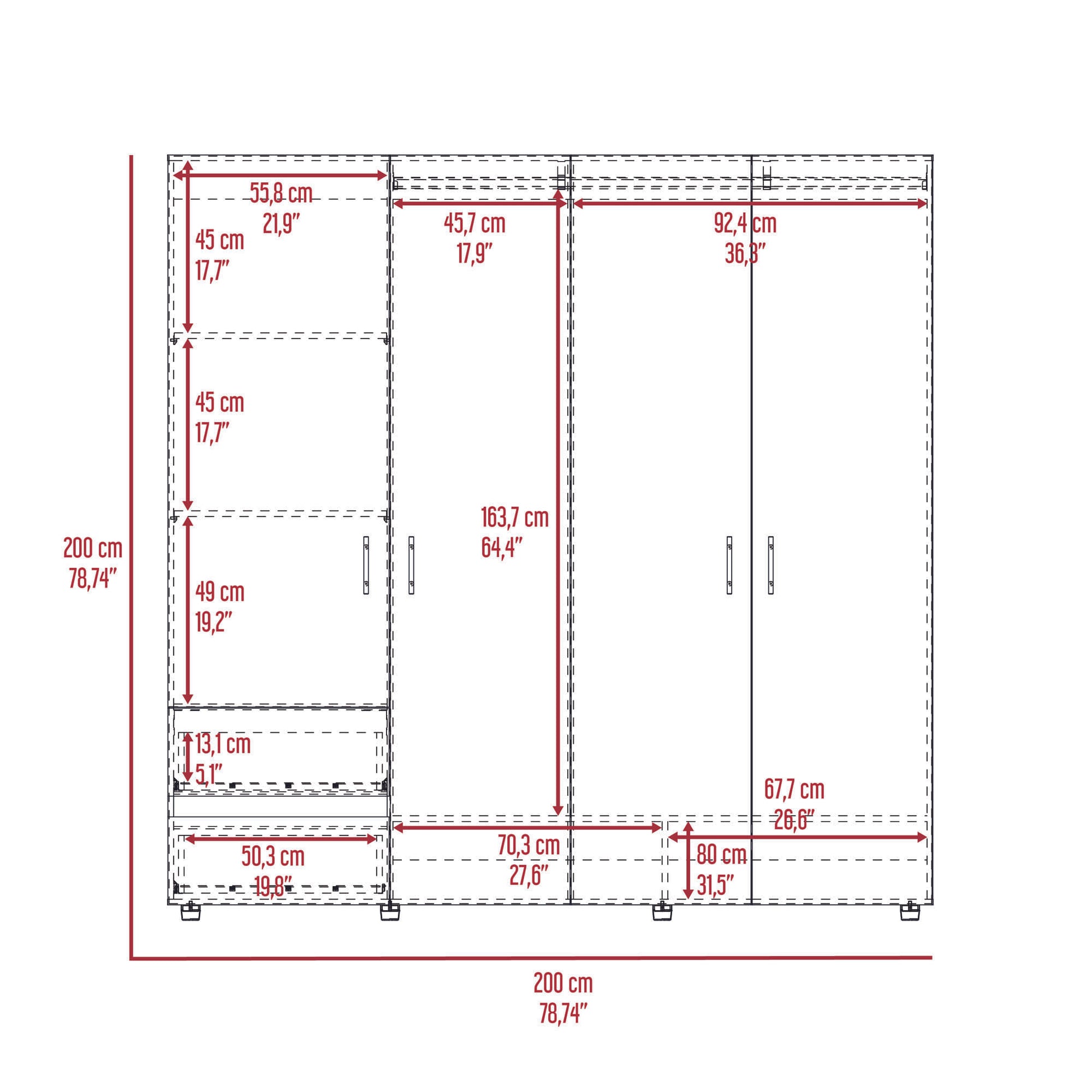 Closet Dassel 200X200X52 Rta Niebla Blanco