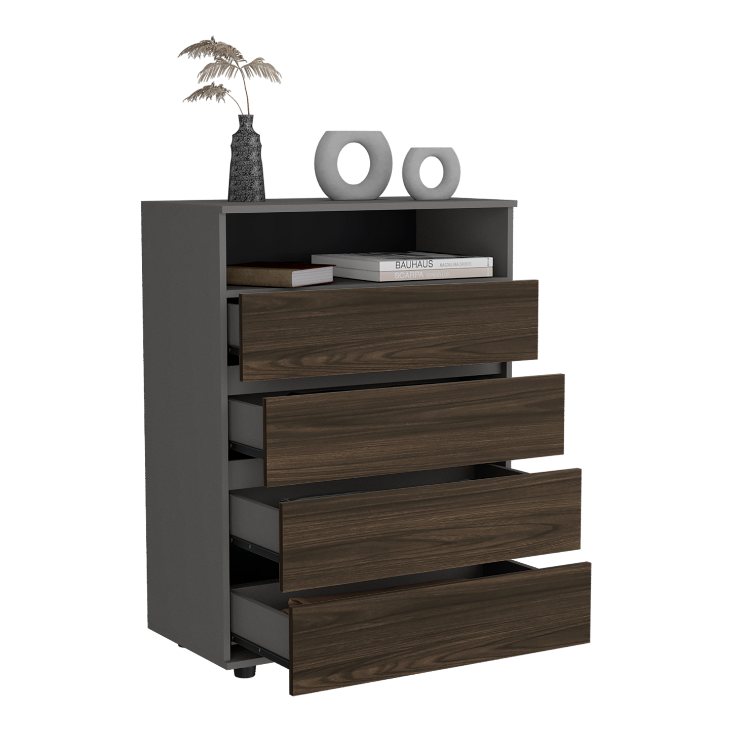 Cajonera Houck 102X80X40 Rta Plomo + Nogal Eu