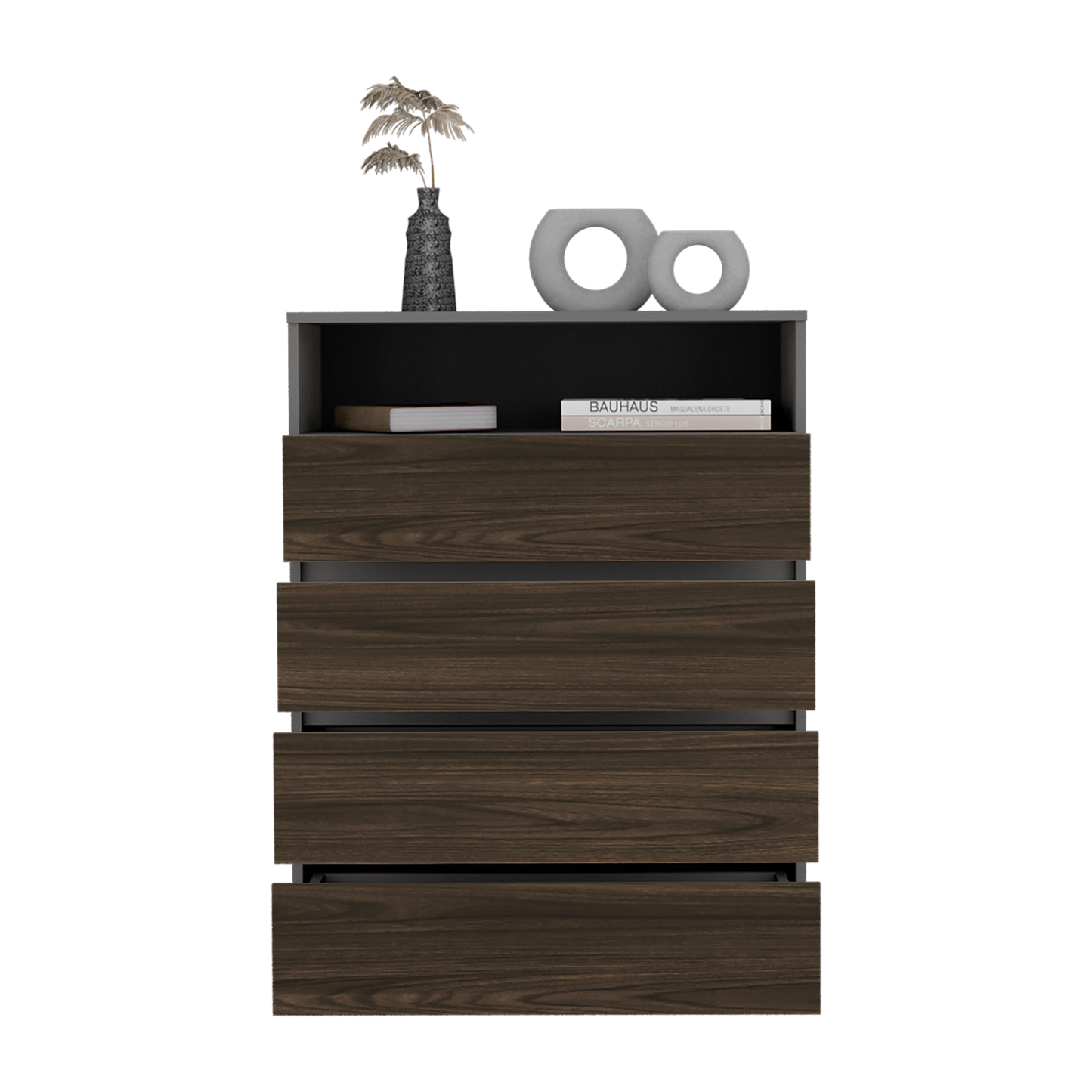 Cajonera Houck 102X80X40 Rta Plomo + Nogal Eu