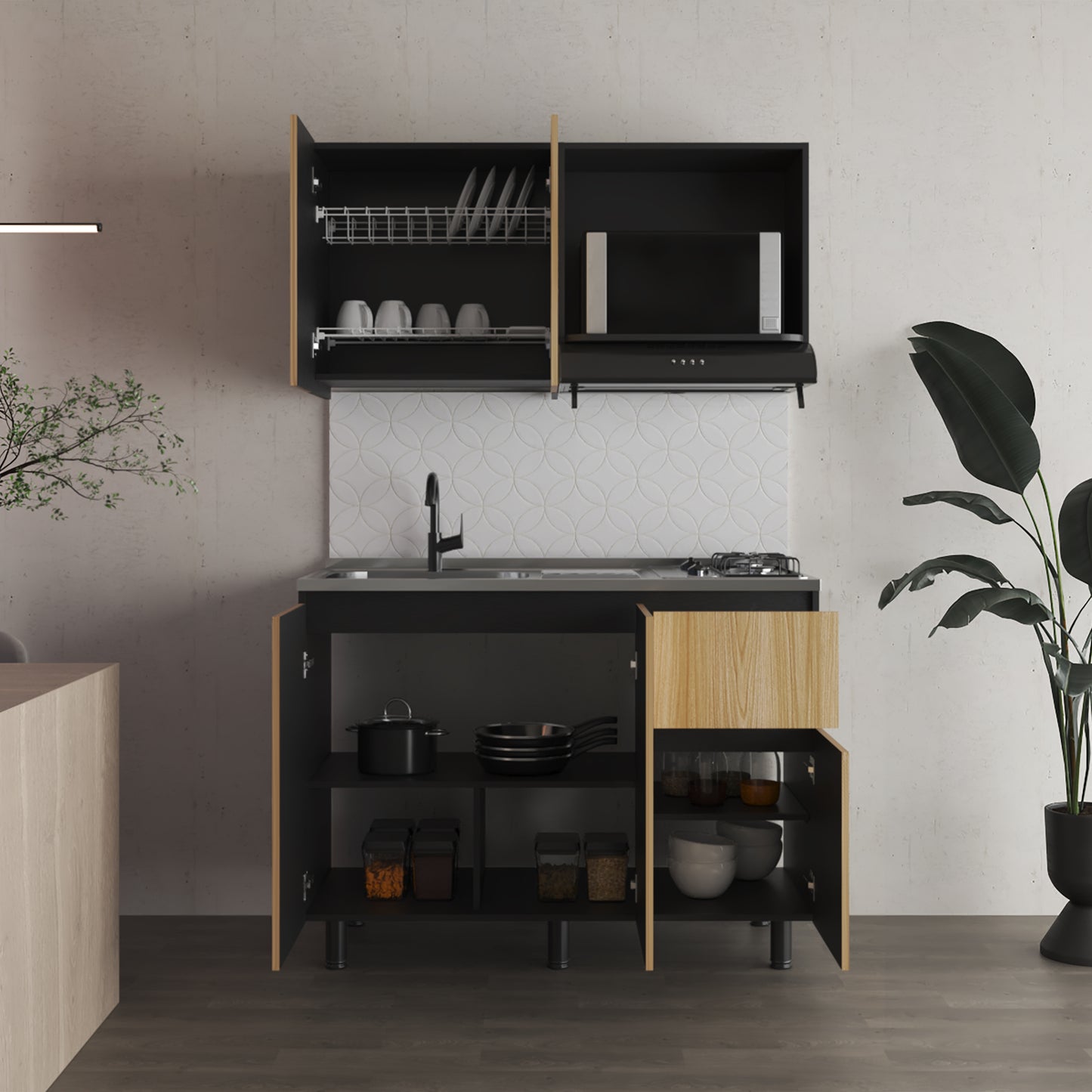 Cocina 120 Express Izq 60/88,1 X 120/119,9 X 40/51,5 Rta Wengue Fresno Eu Zf