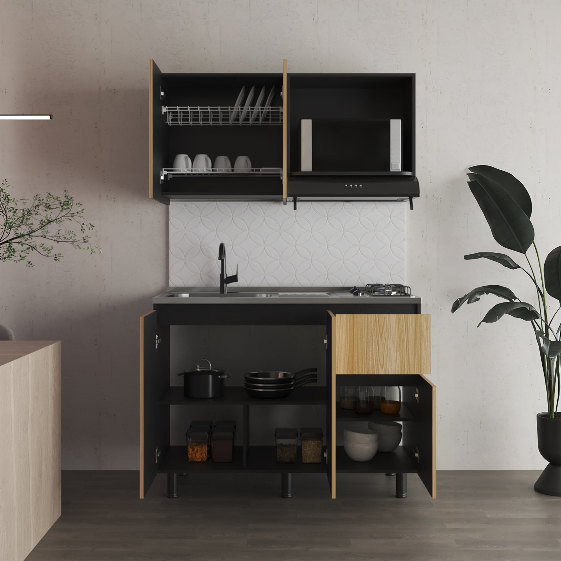 Cocina 120 Express Izq 60/88,1 X 120/119,9 X 40/51,5 Rta Wengue Fresno Eu Zf