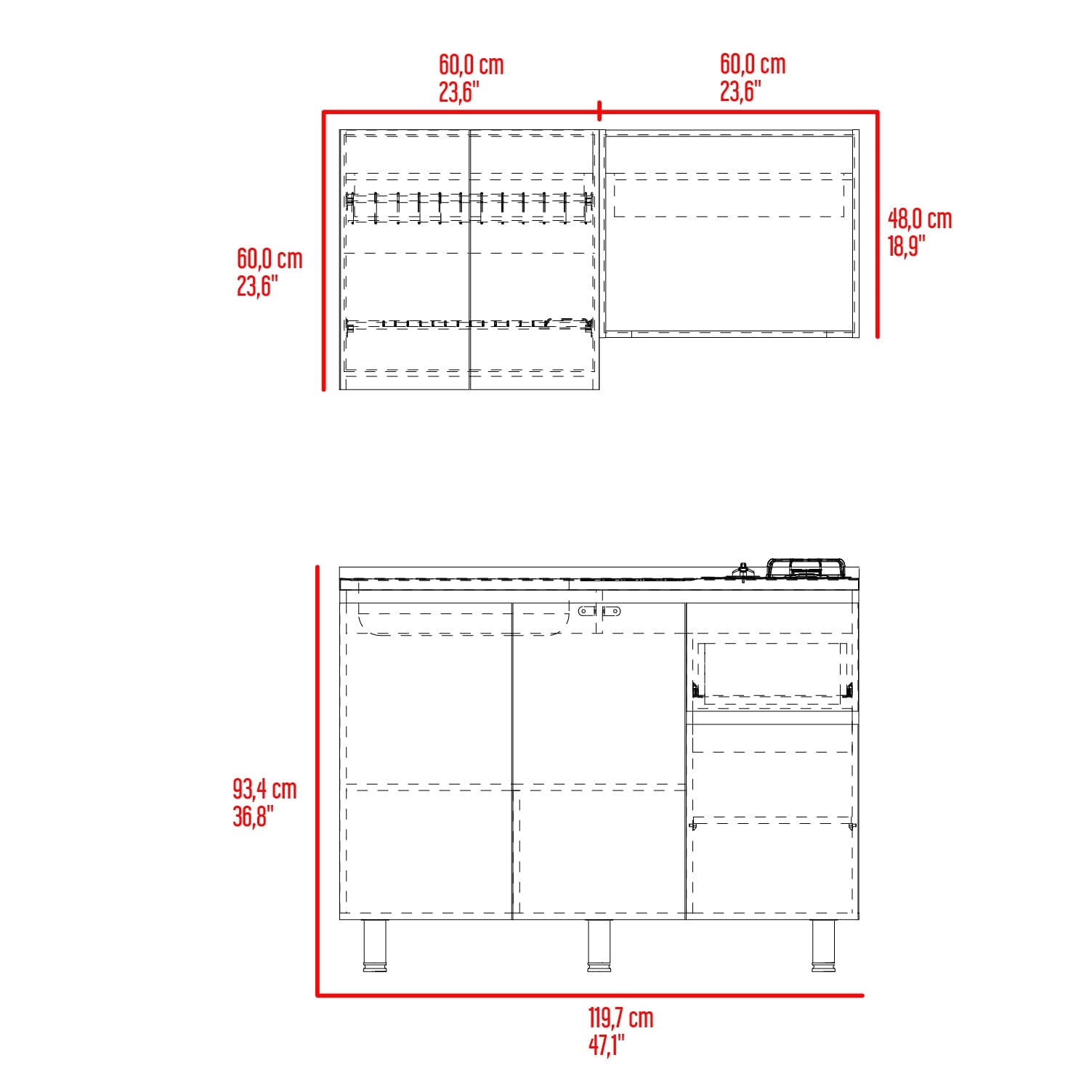 Cocina 120 Express Izq 60/88,1 X 120/119,9 X 40/51,5 Rta Wengue Fresno Eu Zf