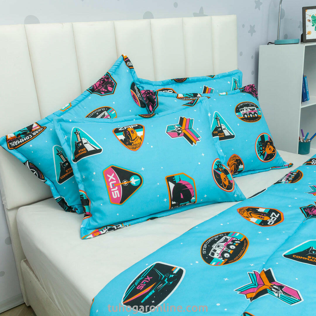 Cubrelecho Acolchado Cama Semidoble Disney Lightyear Comando Estelar Negro Estampados Animados