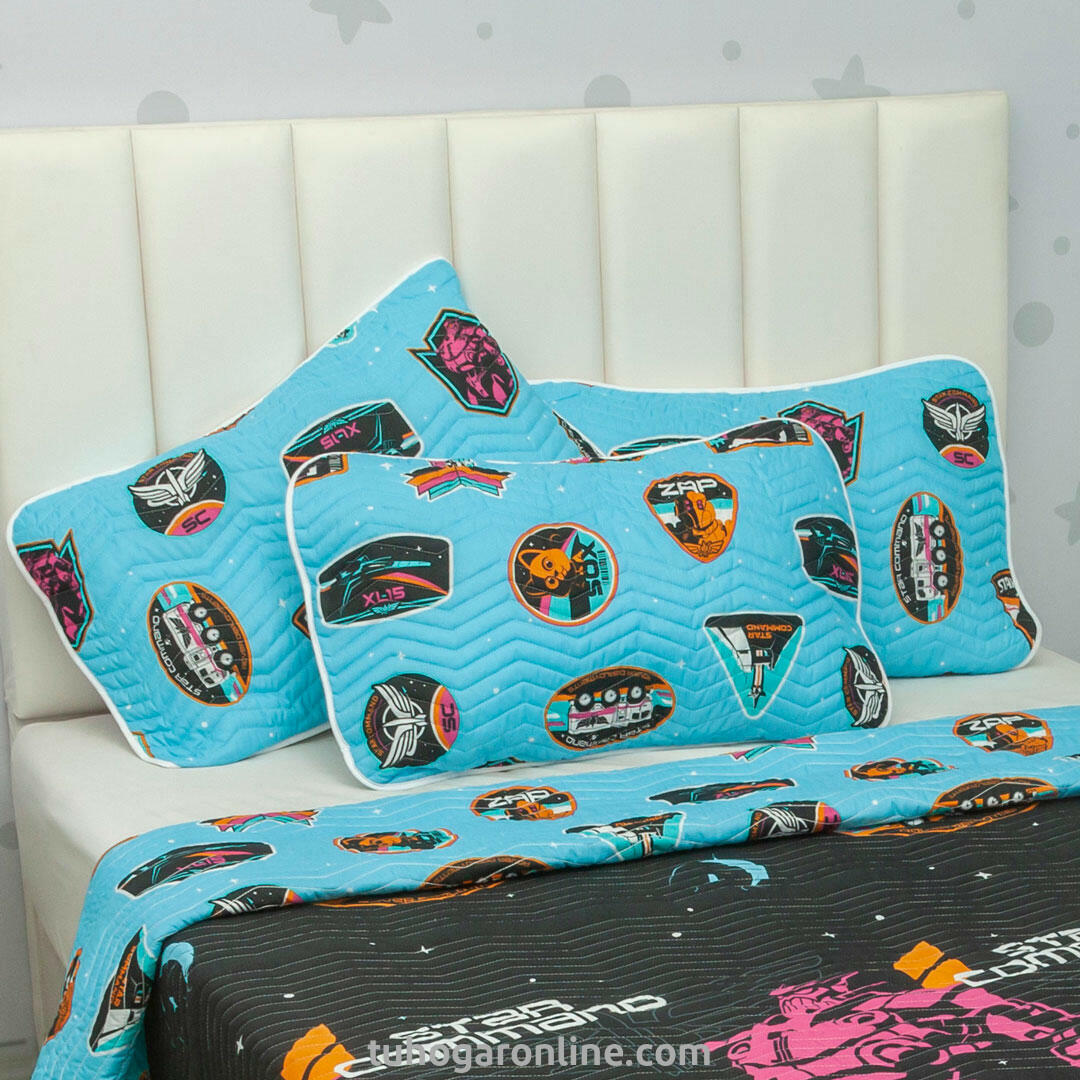 Cubrelecho Prensado Cama Sencilla Disney Lightyear Comando Estelar Negro Estampados Animados