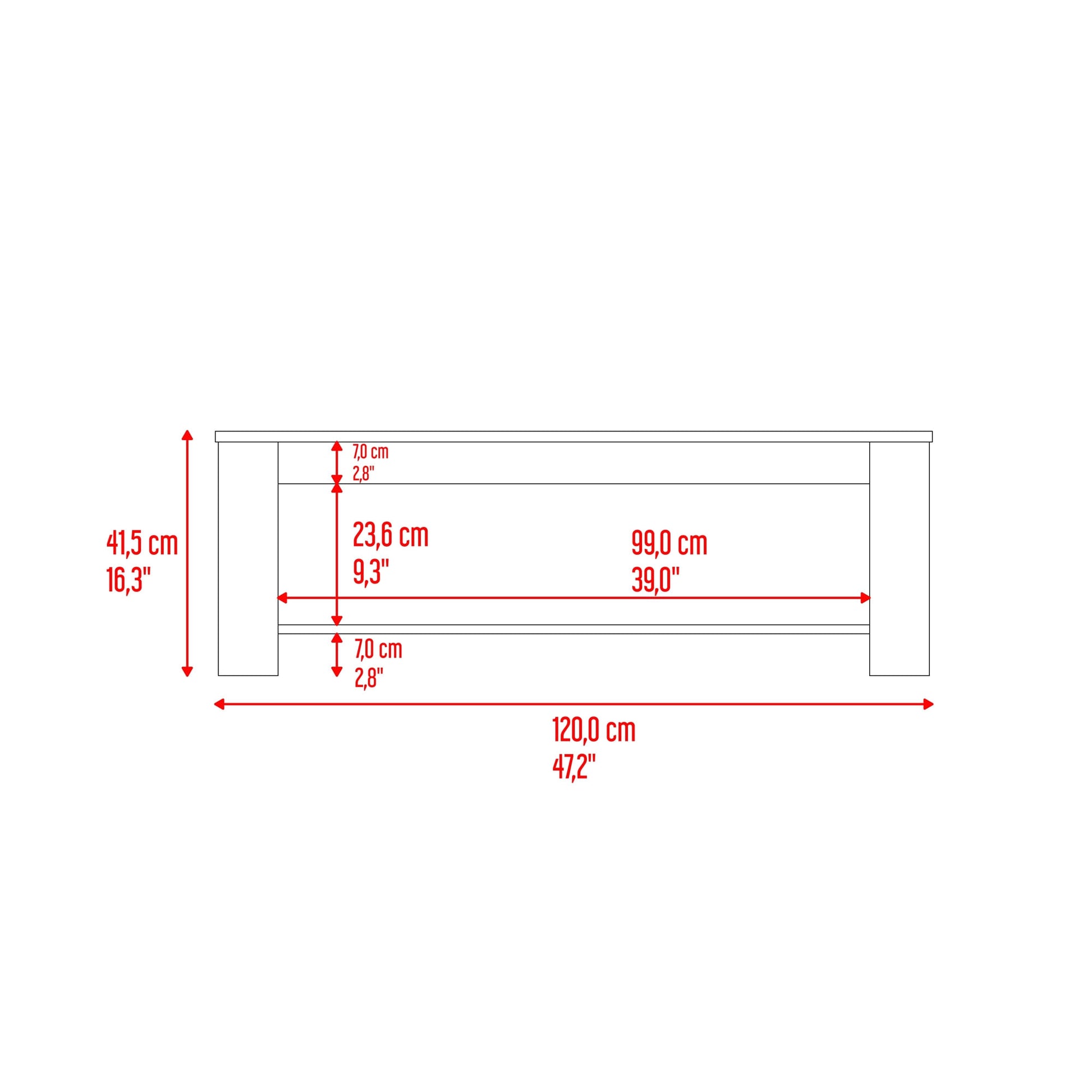 Mesa De Centro Cecil 41X120X60 Rta Wengue Fresno