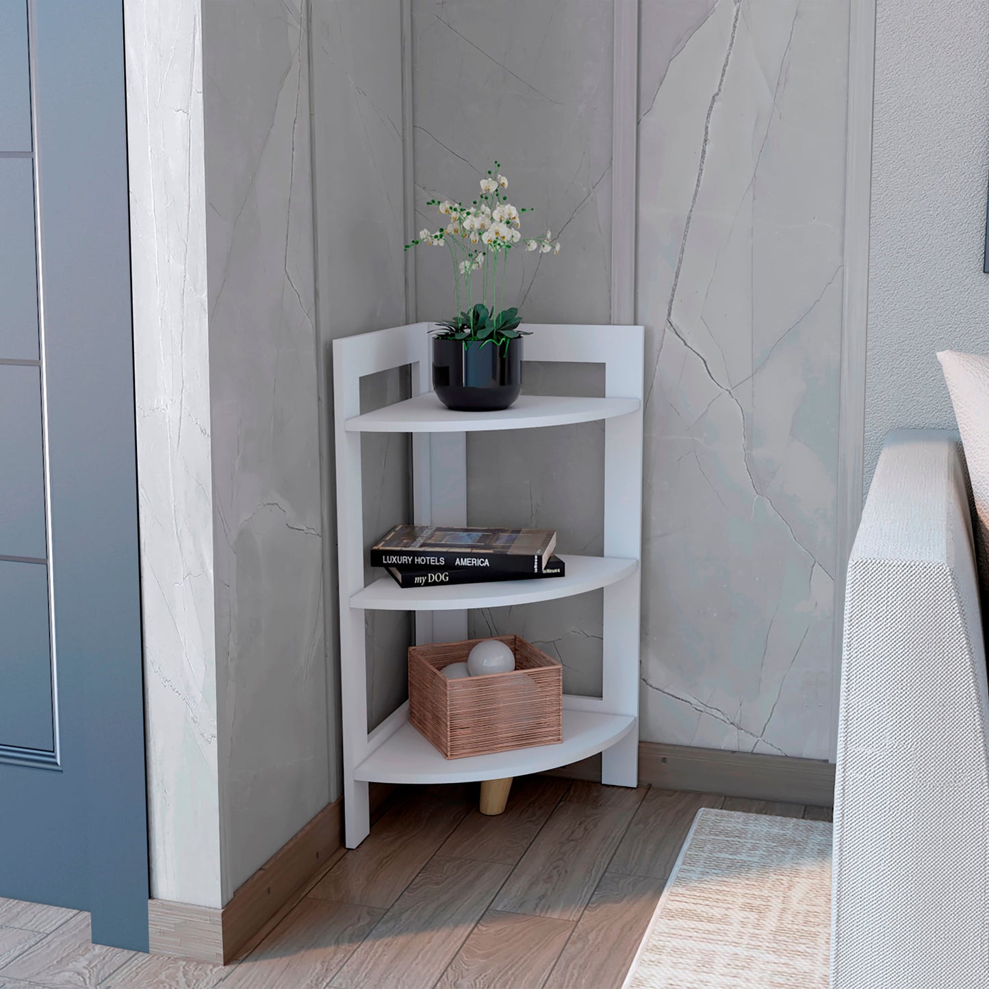 Mesa Auxiliar Esquinera Riga 80 X 39 Rta Blanco Zf