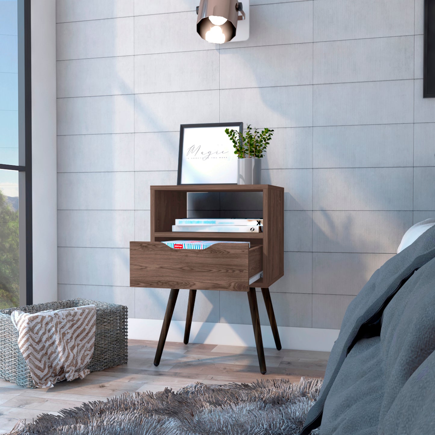 Mesa De Noche Otom 1Cajon 63X40X35 Rta Coñac Zf