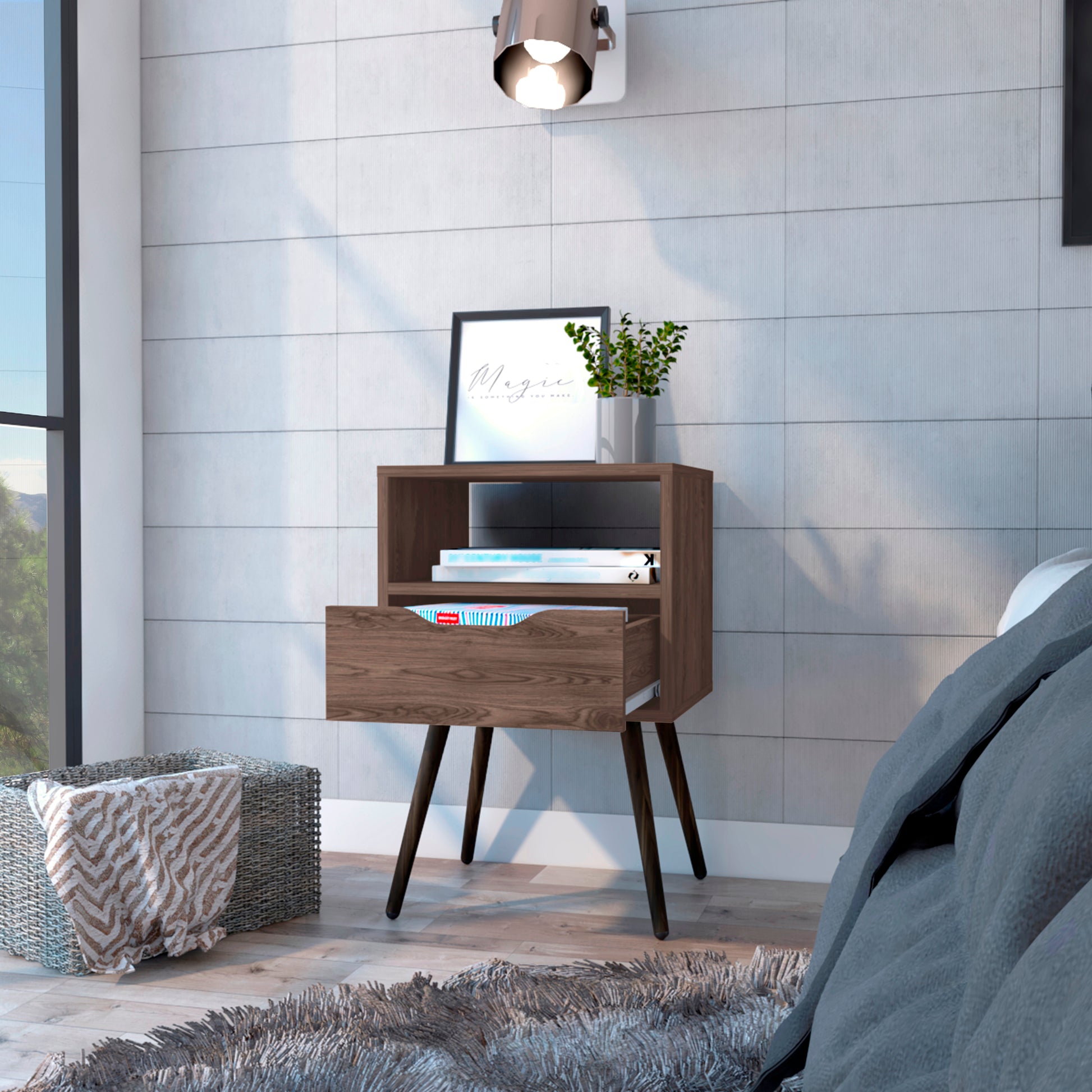 Mesa De Noche Otom 1Cajon 63X40X35 Rta Coñac Zf