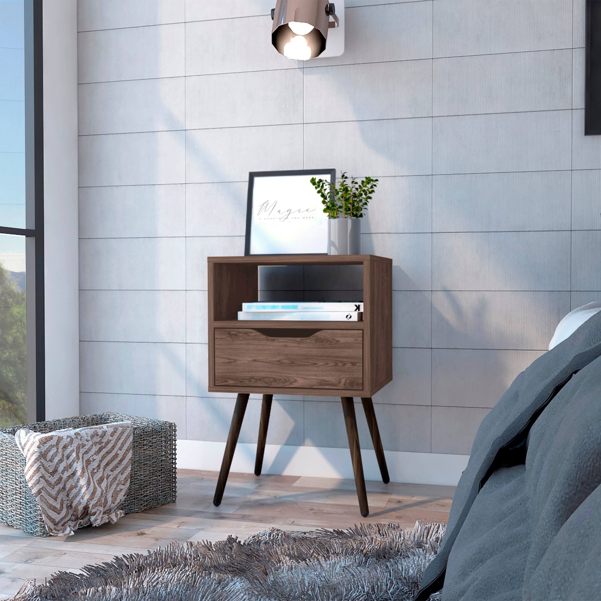 Mesa De Noche Otom 1Cajon 63X40X35 Rta Coñac Zf