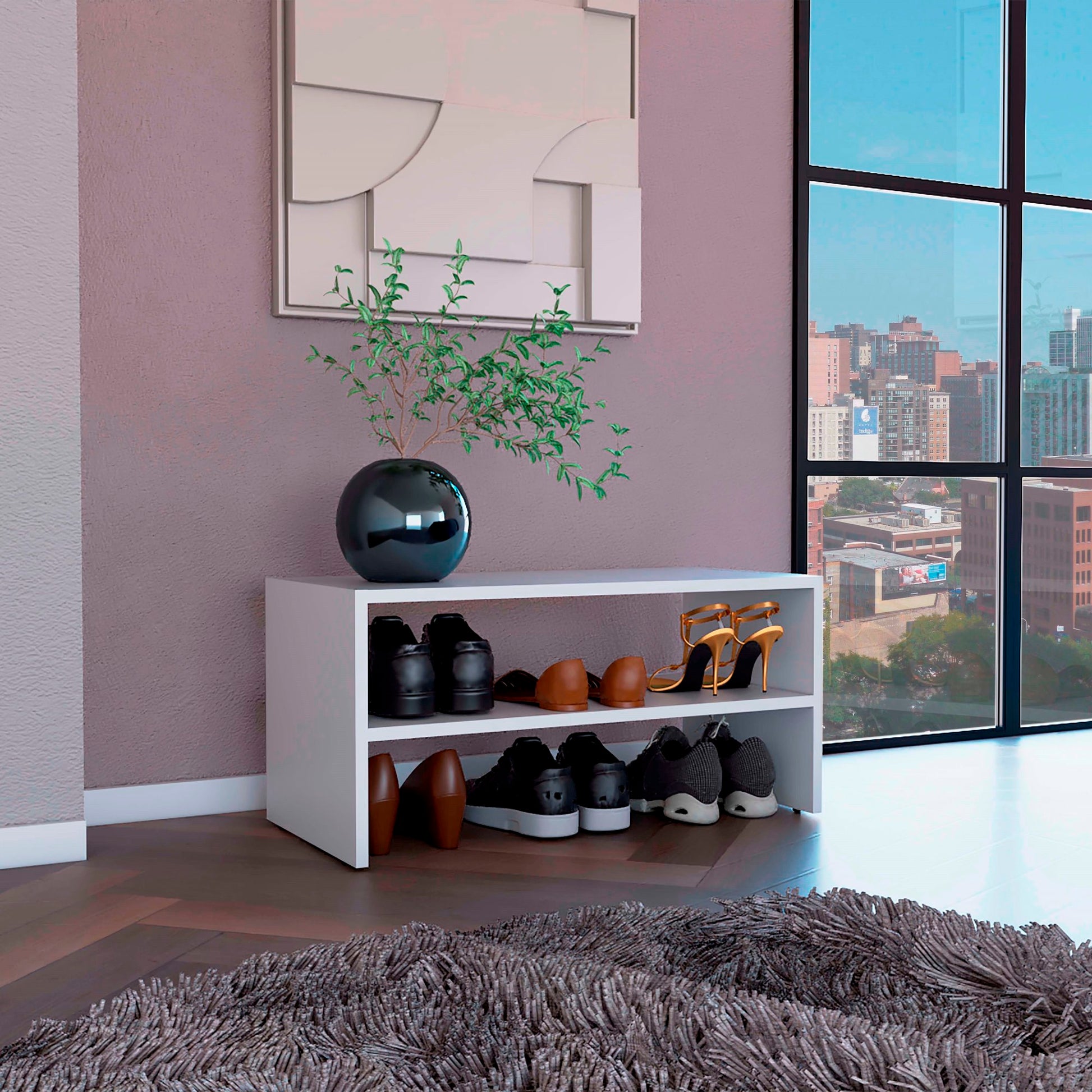 Zapatero Apilable Basico Silpa 35X72X34 Rta Blanco Mqz Zf