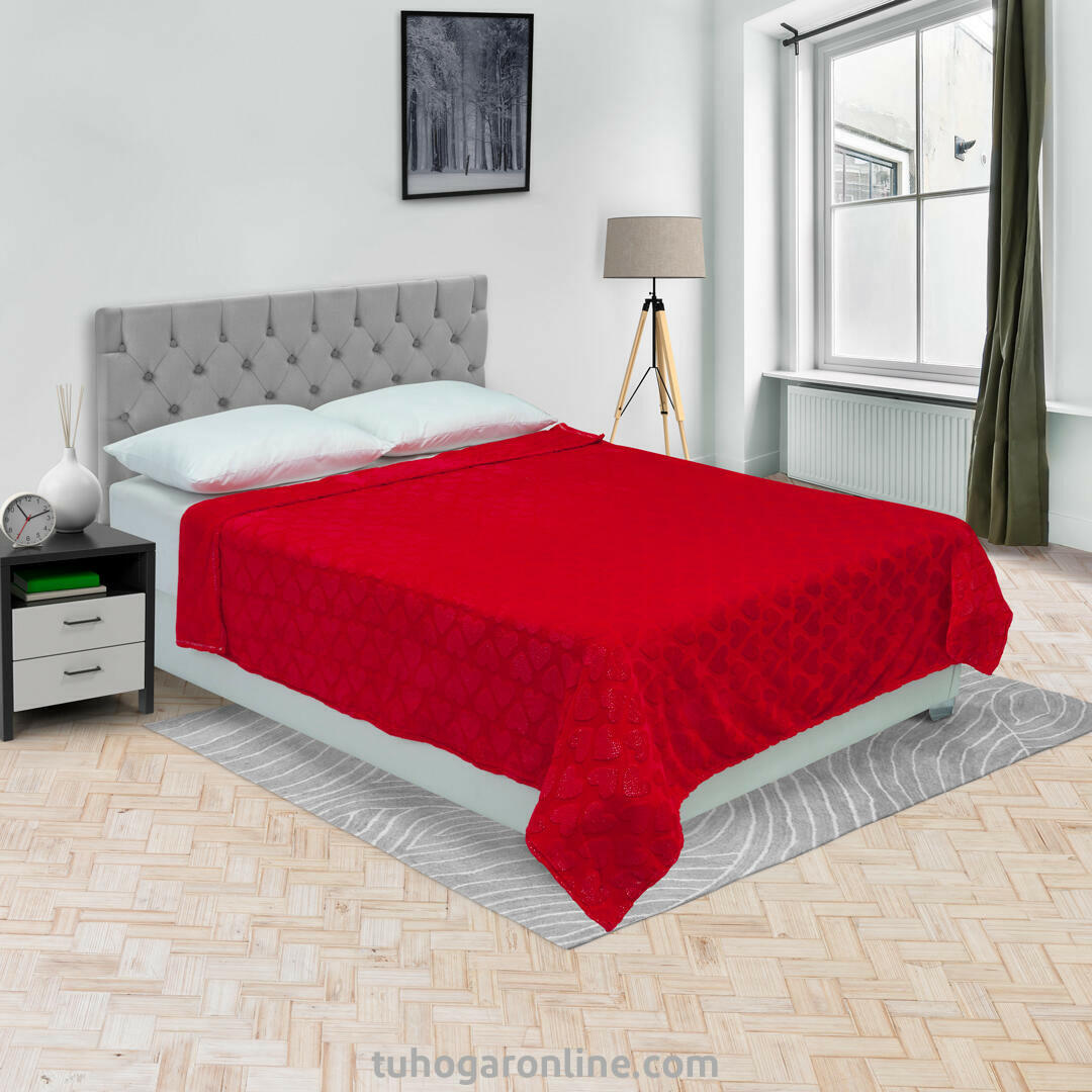 Cobija Piel De Durazo Esplendor Rojo Corazones Confortable