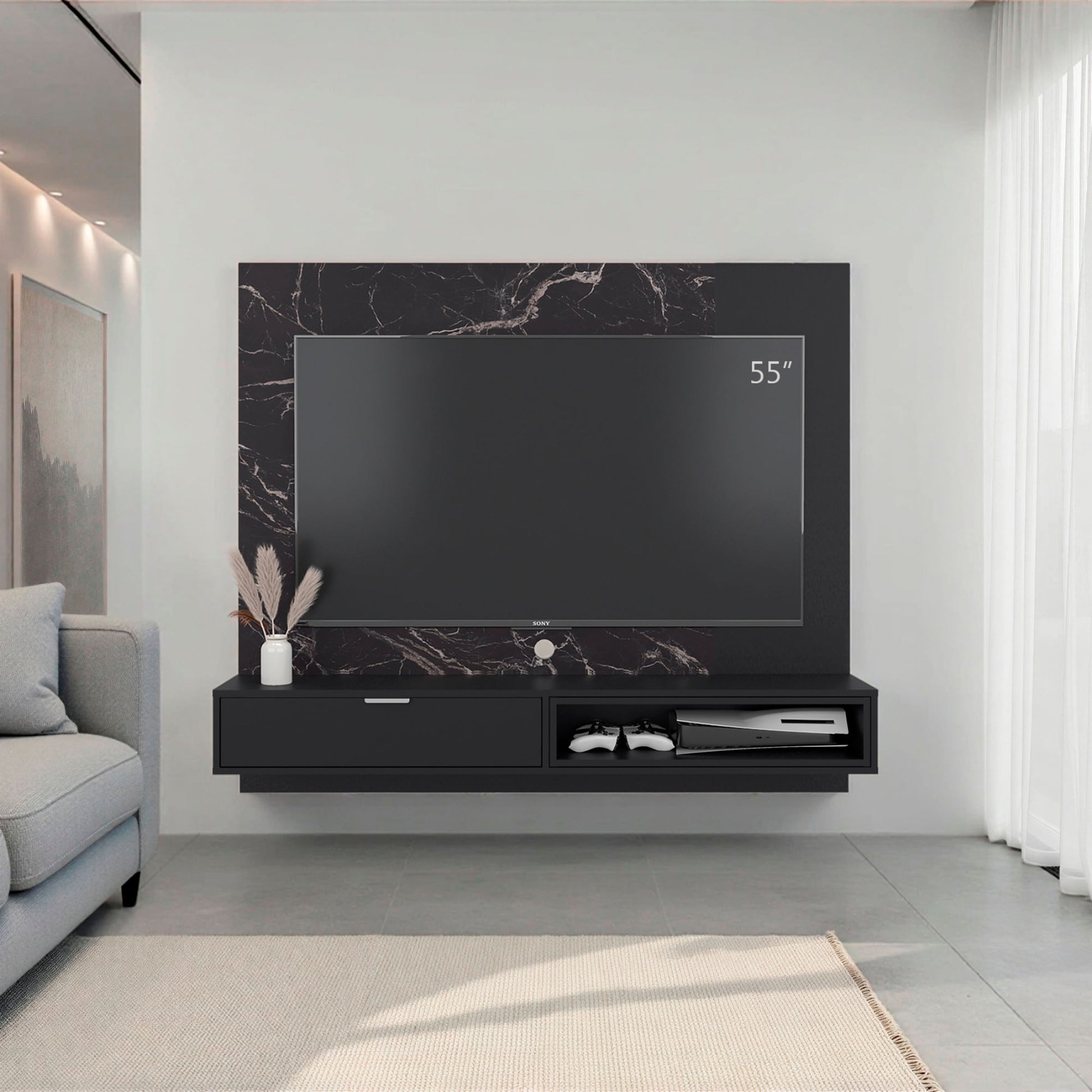 Panel De Tv Funes 130X150X33 Rta Mamba Wengue