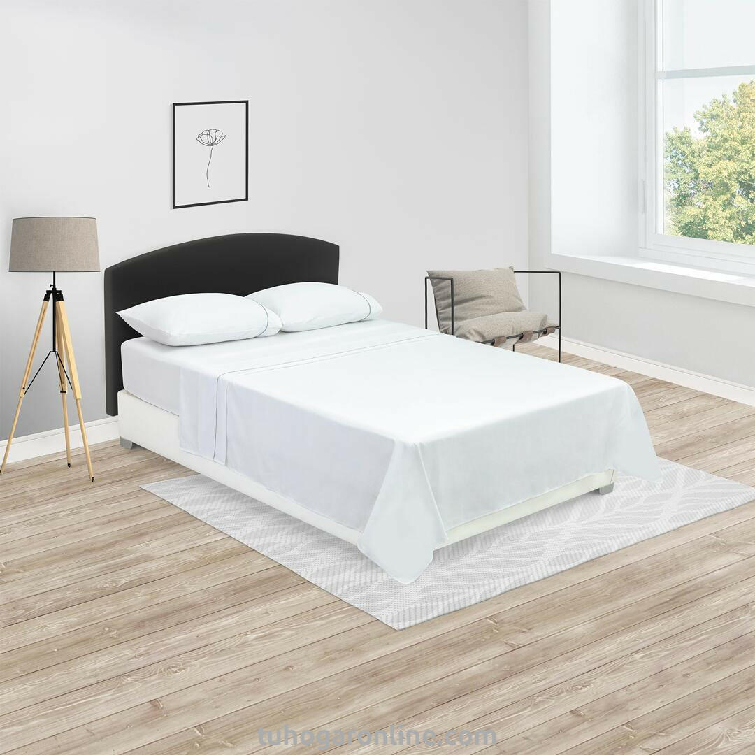 Juego De Sábanas Microfibra Suavizada Básica Cama 1.60 Blanca