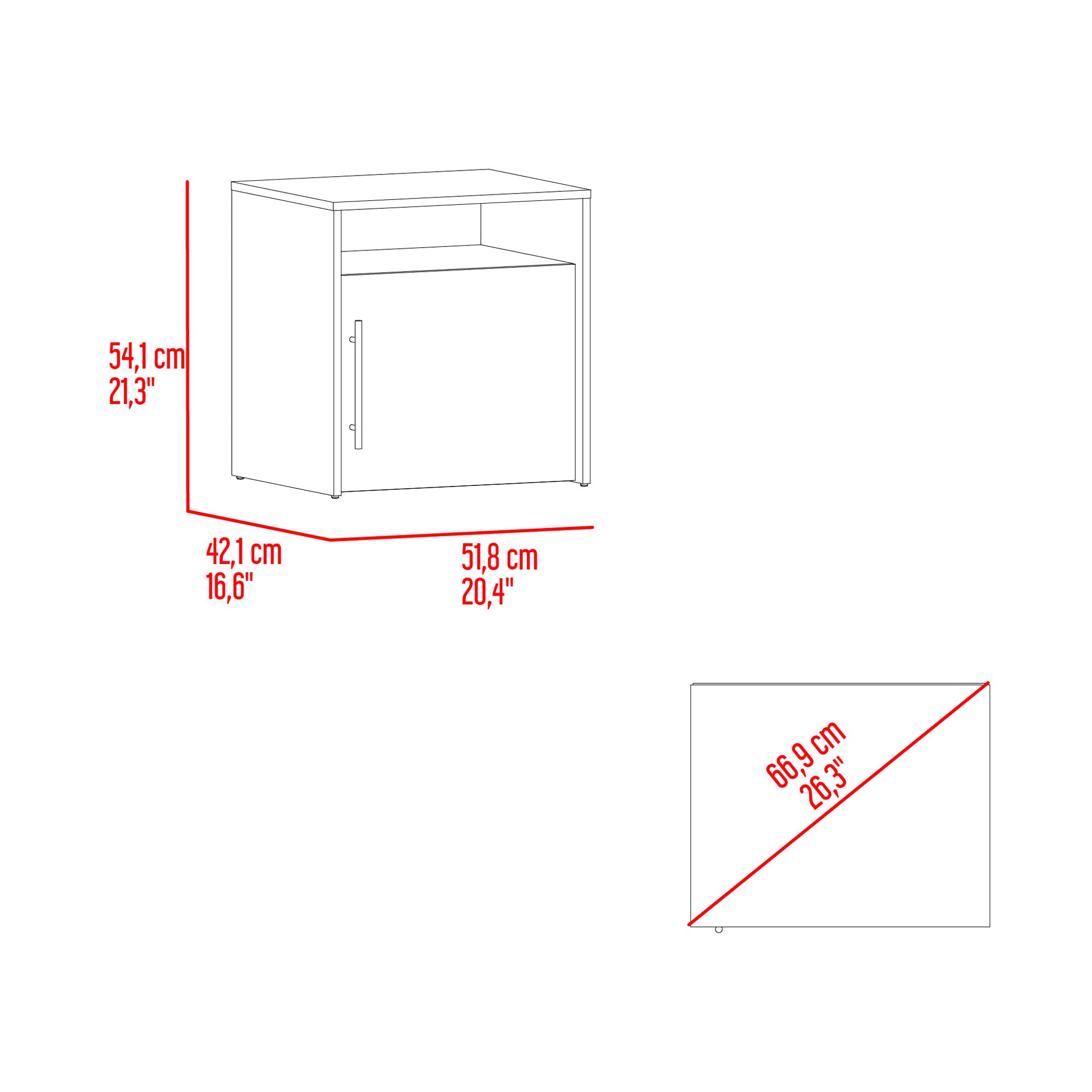 Mesa De Noche Bigaf  54.1X52X42.3 Rta Milan/Wengue