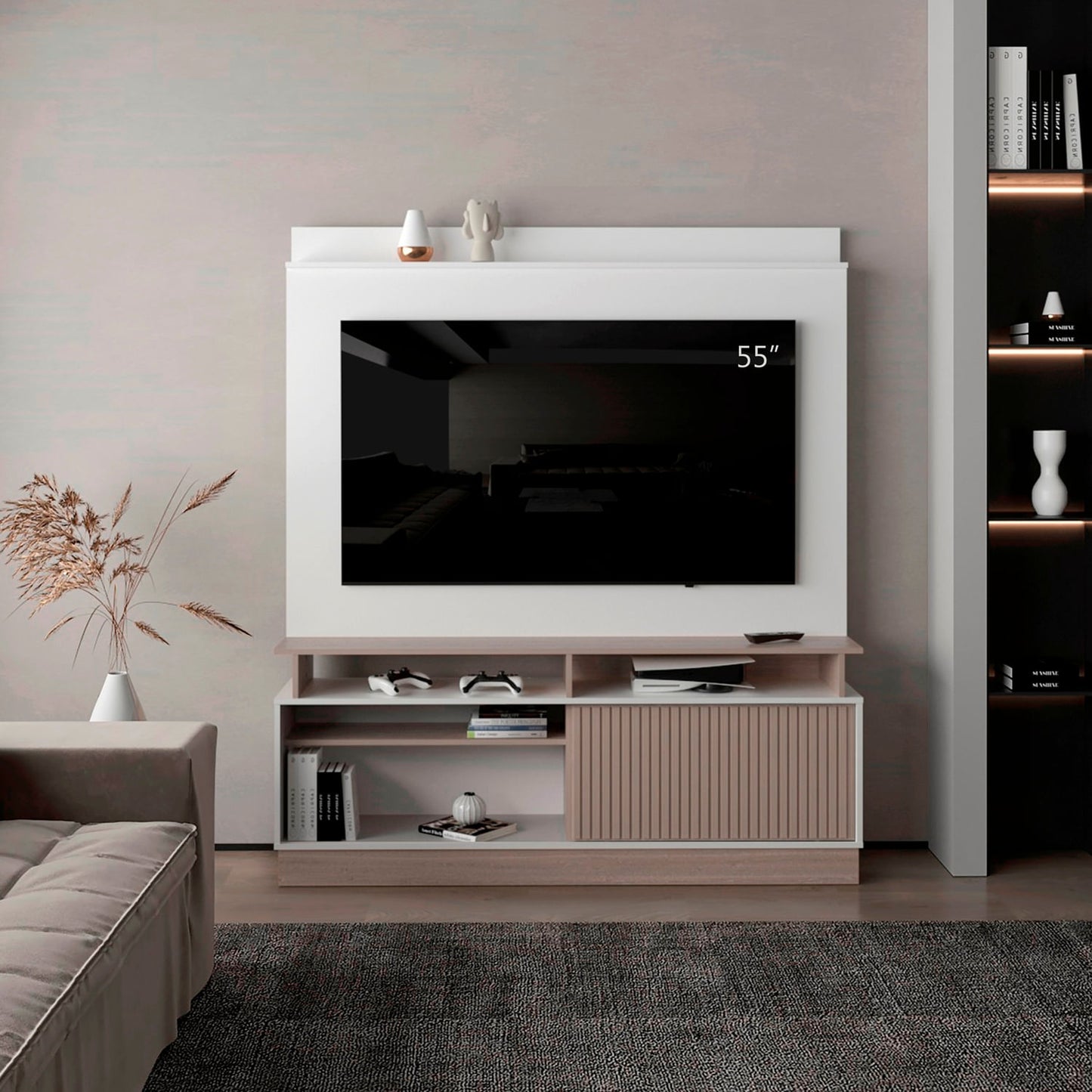 Centro De Tv 70" Thun 182X160X35 Rta Blanco Bardolino