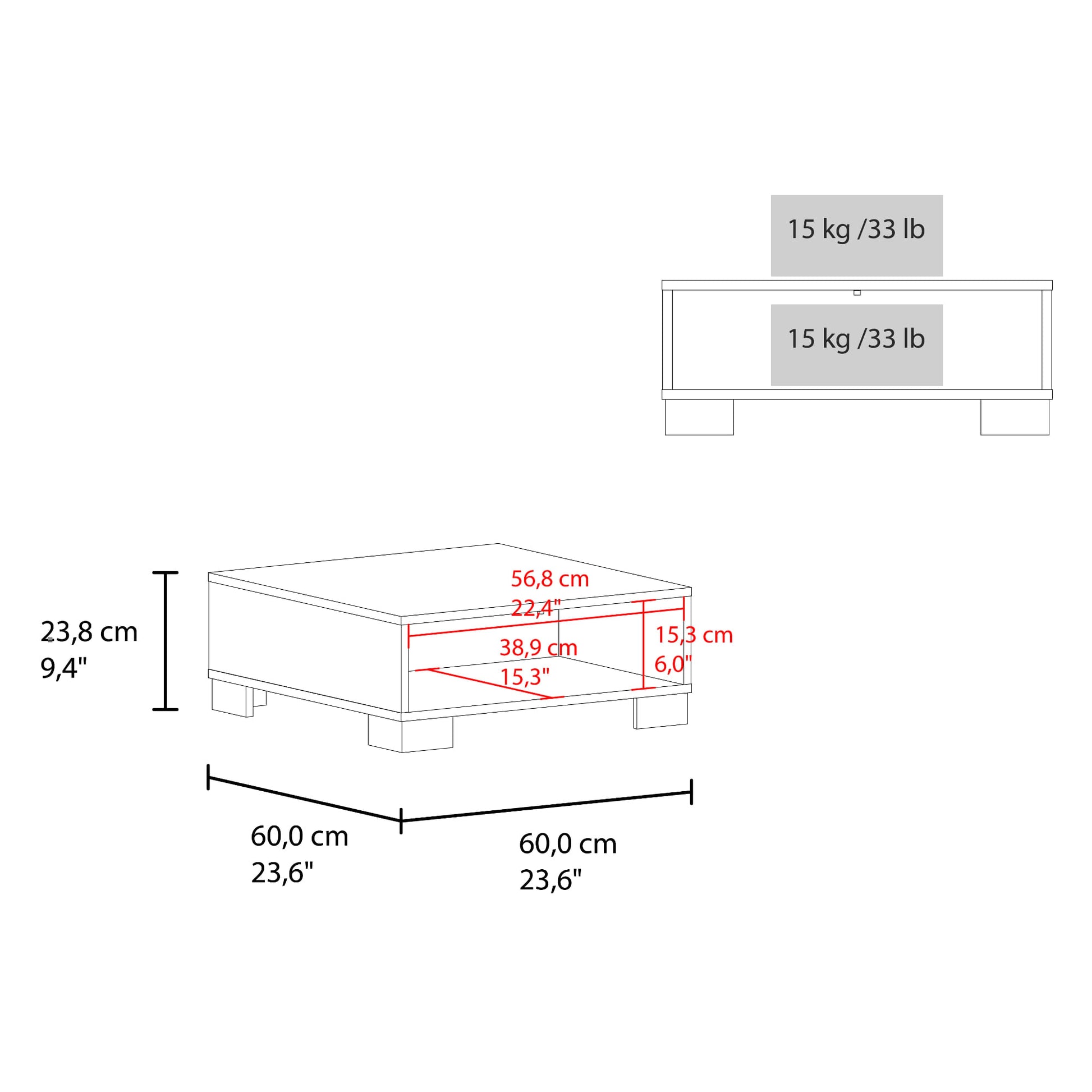 Mesa De Centro Marsella 23X60X60 Rta Cartagena Avellana Zf