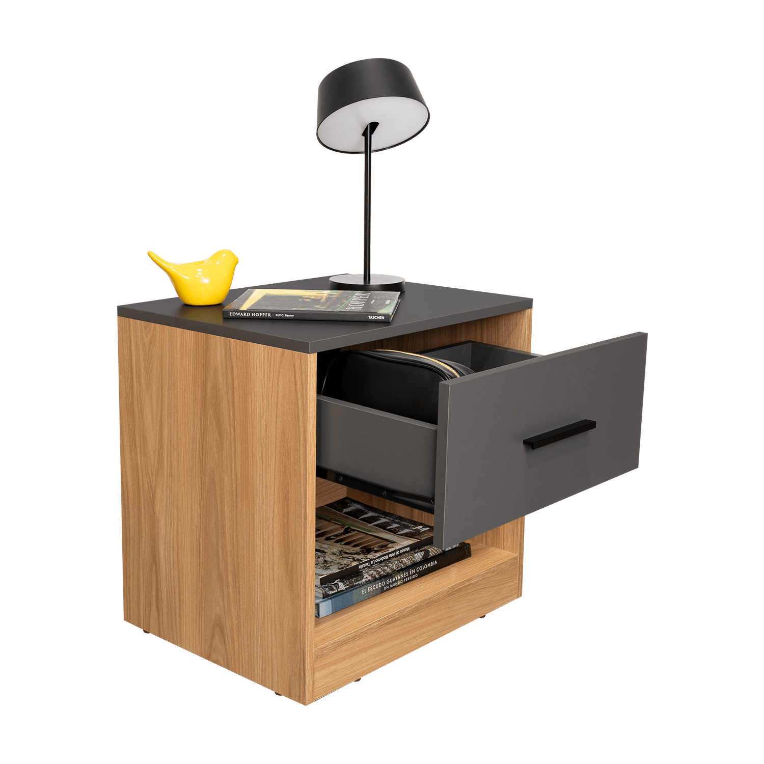 Mesa De Noche Alder 50X50X40 1C Rta Plomo Fresno
