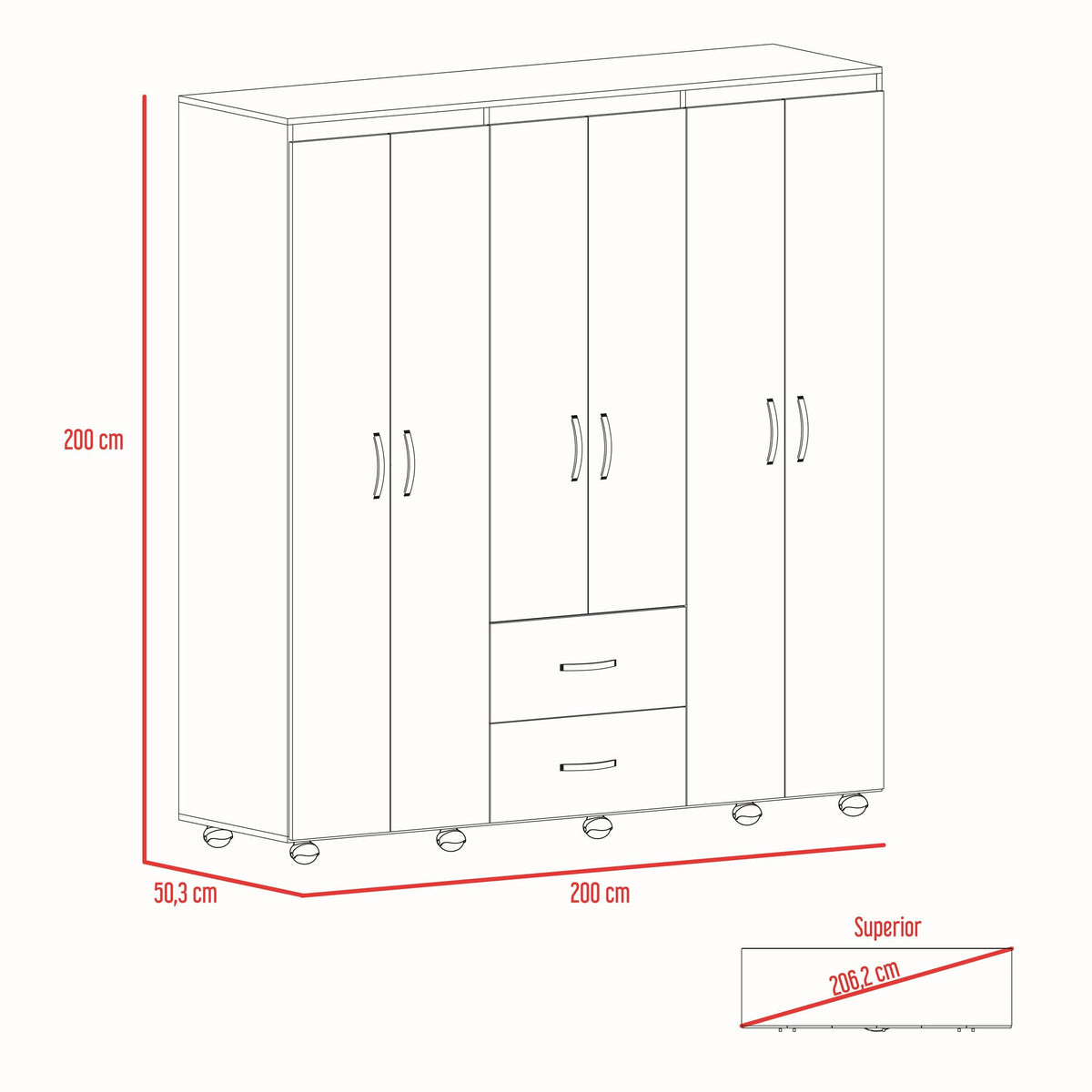Closet Barilo 200X200X50 Rta Wengue