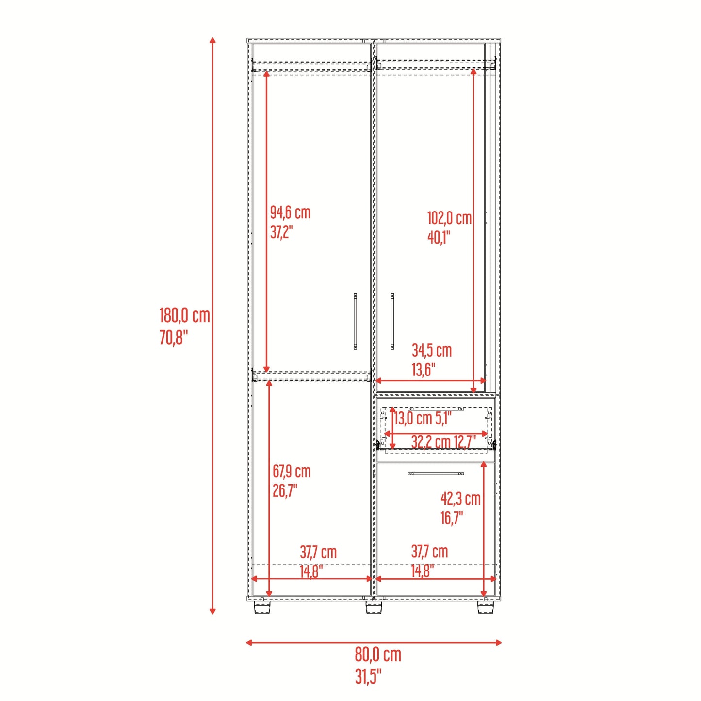 Closet Vance 180X80X52 Rta Fresno Eu Capri