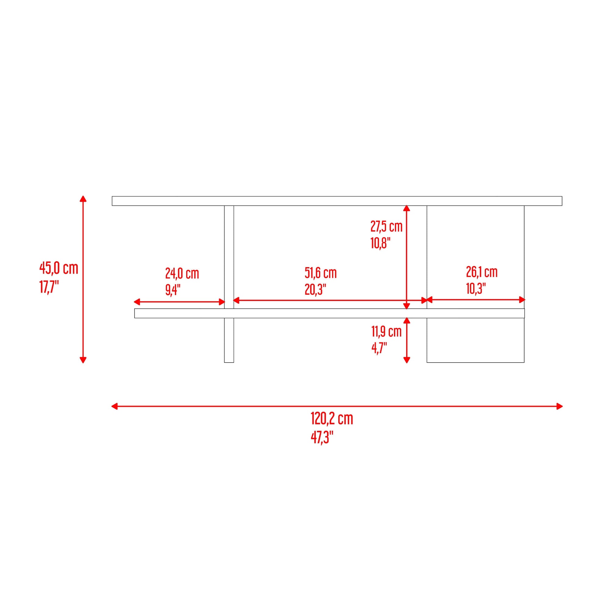 Rack De Tv Oval Leeds 45X120X34 Rta Fresno Eu