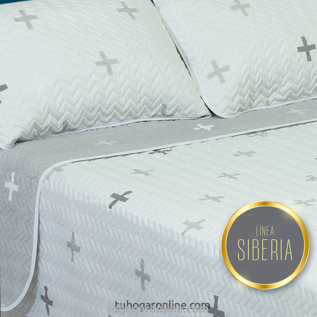 Cubrelecho Prensado Siberia Cama Doble Cruces Grises