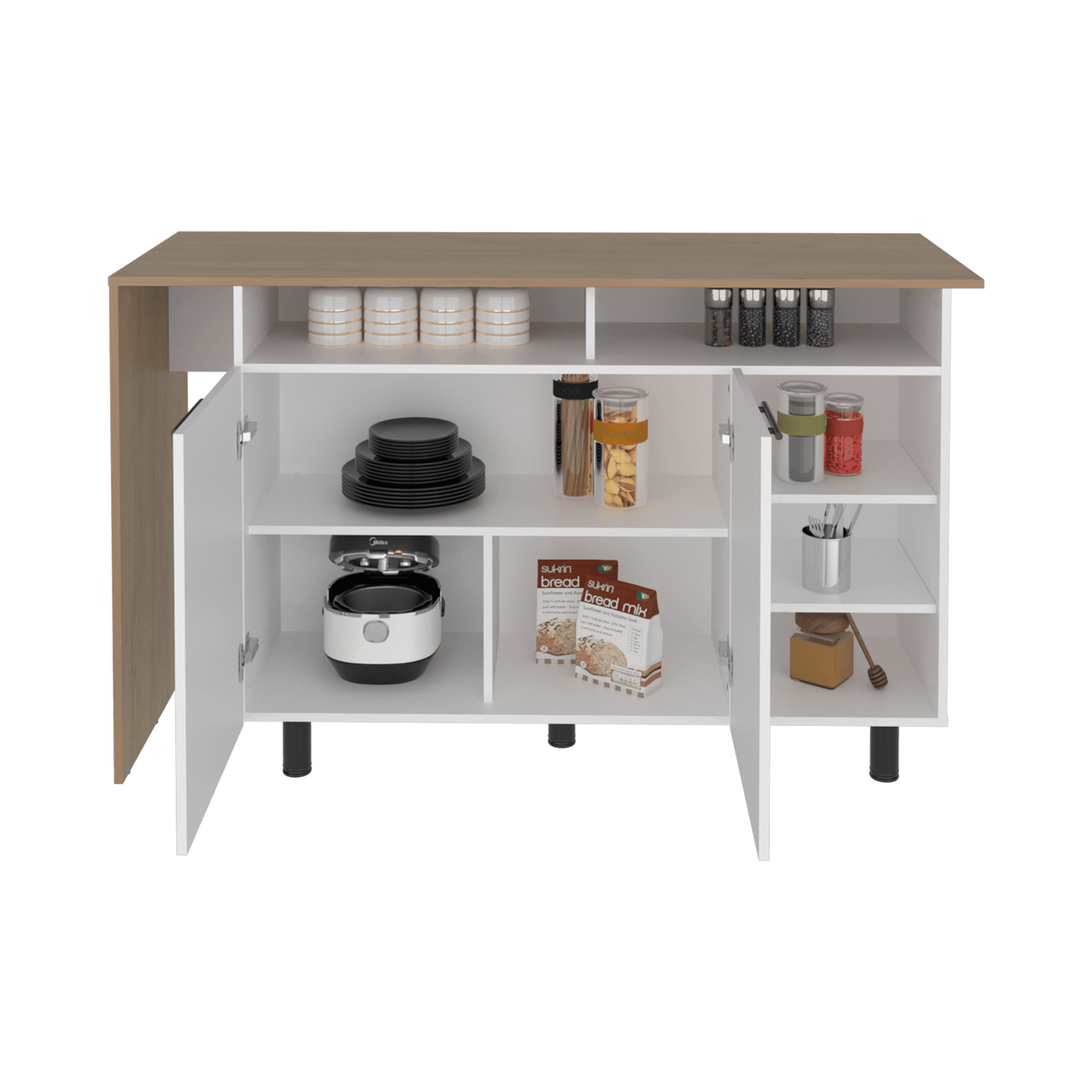 Isla De Cocina Corcega 89X150X52 Rta Blanco Fresno Zf