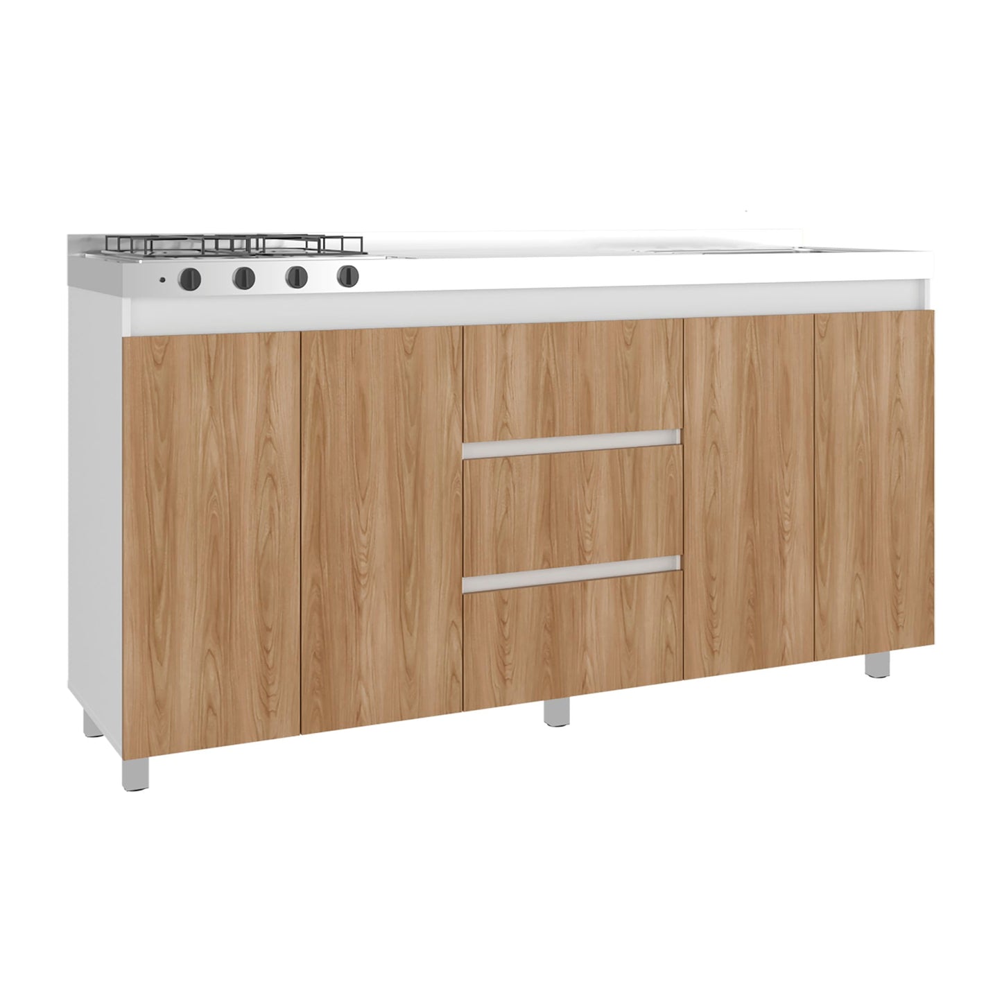 Mueble Inferior Cocina Der 180 Boreal 89X179X49 Rta Blanco Fresno