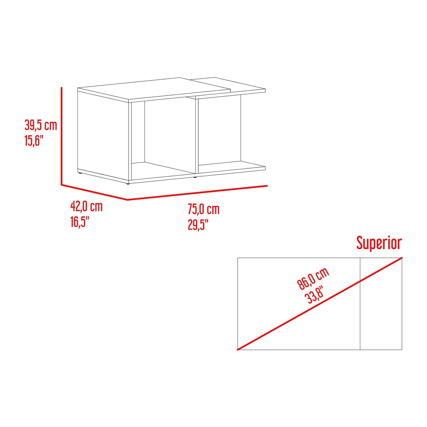 Mesa De Centro Cuera 39X75X42 Rta Capri Wengue