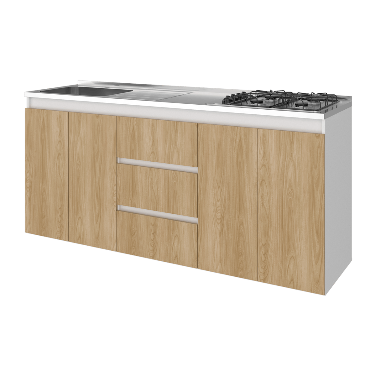 Mueble Inferior Cocina Izquierdo Boreal 89X179X50 Rta Fresno Blanco