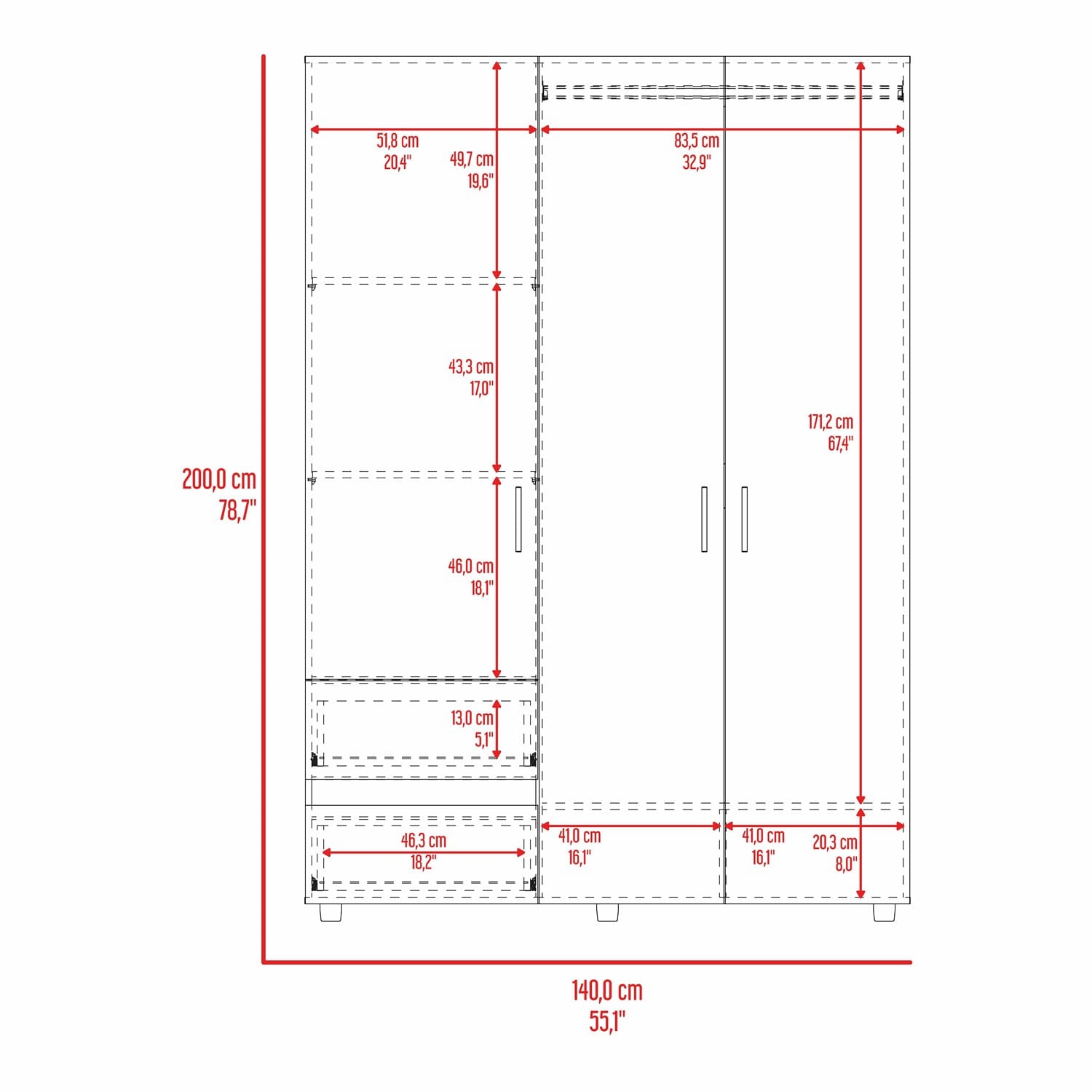 Closet Edmon 200X140X52 Rta Wengue Fresno