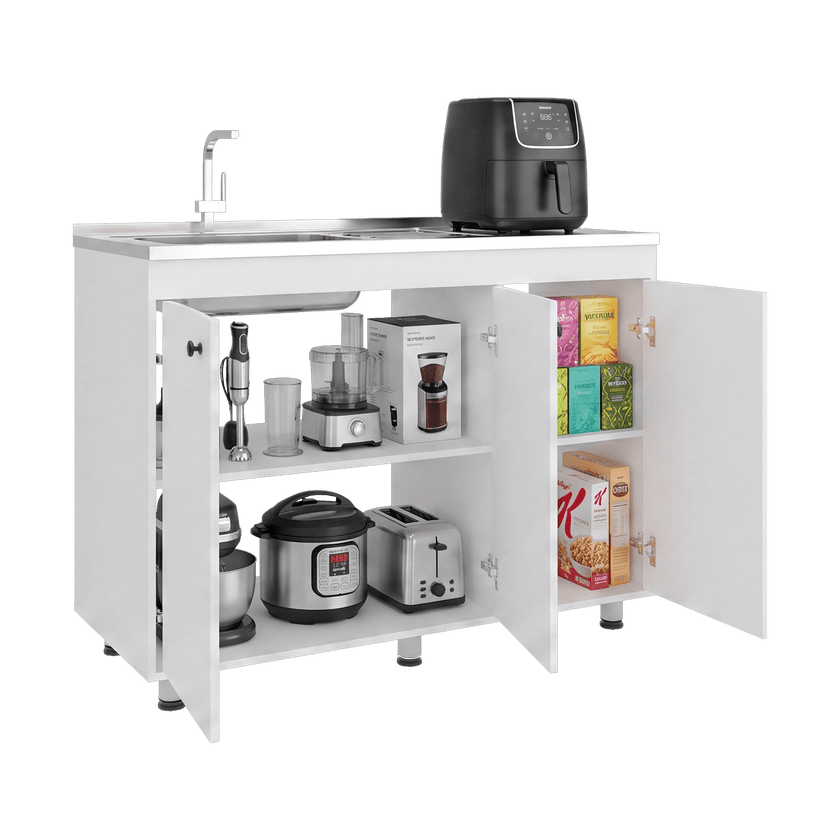 Mueble Inferior De Cocina Napoles 90X120X50 Rta Blanco Zf