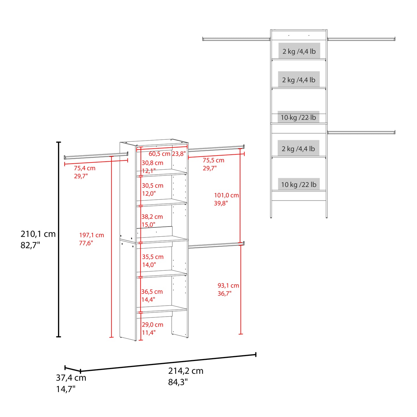 Closet Abierto Selt 210X63X36 Rta Kronos Blanco Zf